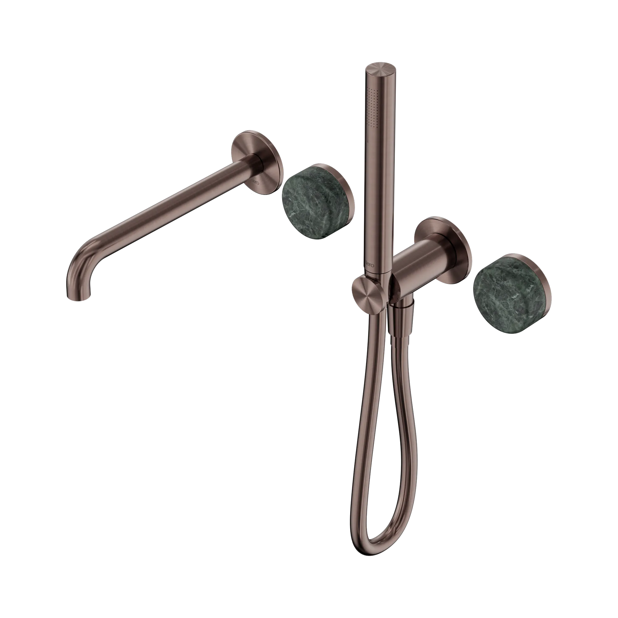24 E008 BZ Serenity Progressive Shower System With Spout With Verde Alpi Handle And Slim Shower Brushed Bronze image 1