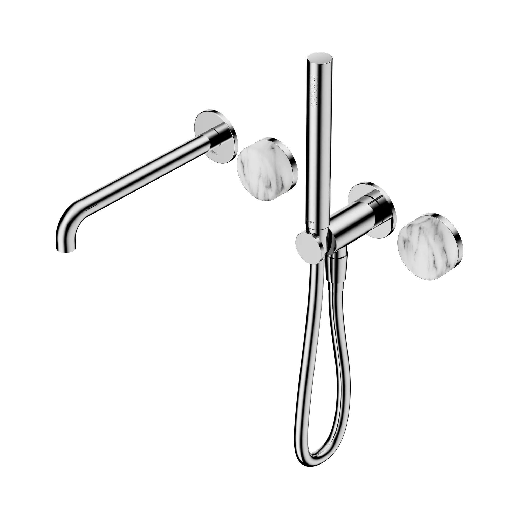 24 E010 CH Serenity Progressive Shower System With Spout With Arabescato Corchia Handle And Slim Shower Chrome image 1
