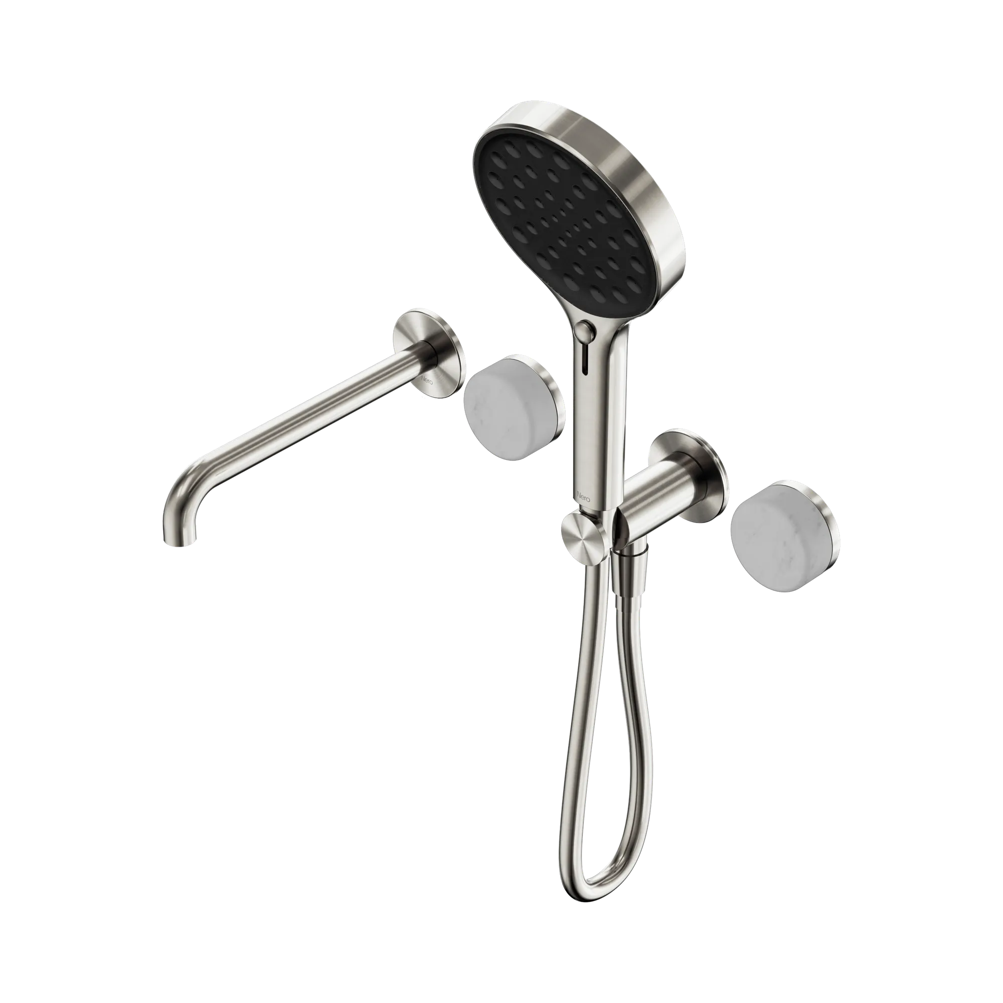 24 E013 BN Serenity Progressive Shower System With Spout With Carrara Handle And Serenity Hand Shower Brushed Nickel image 1