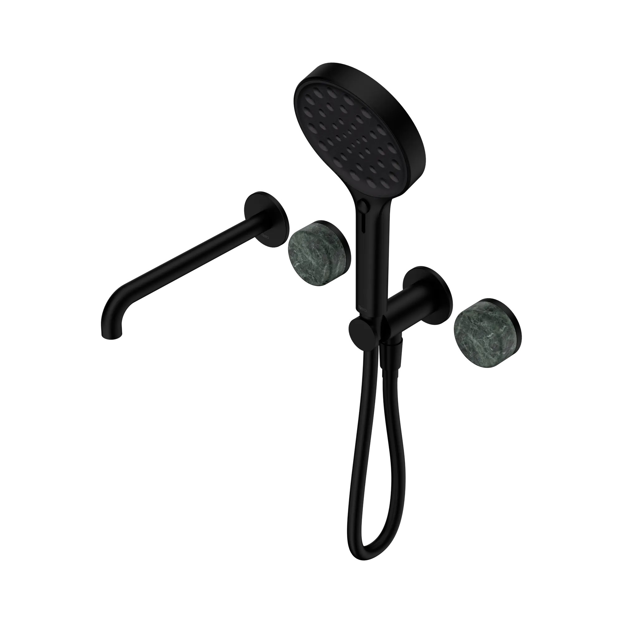 24 E014 MB Serenity Progressive Shower System With Spout With Verde Alpi Handle And Serenity Hand Shower Matte Black image 1