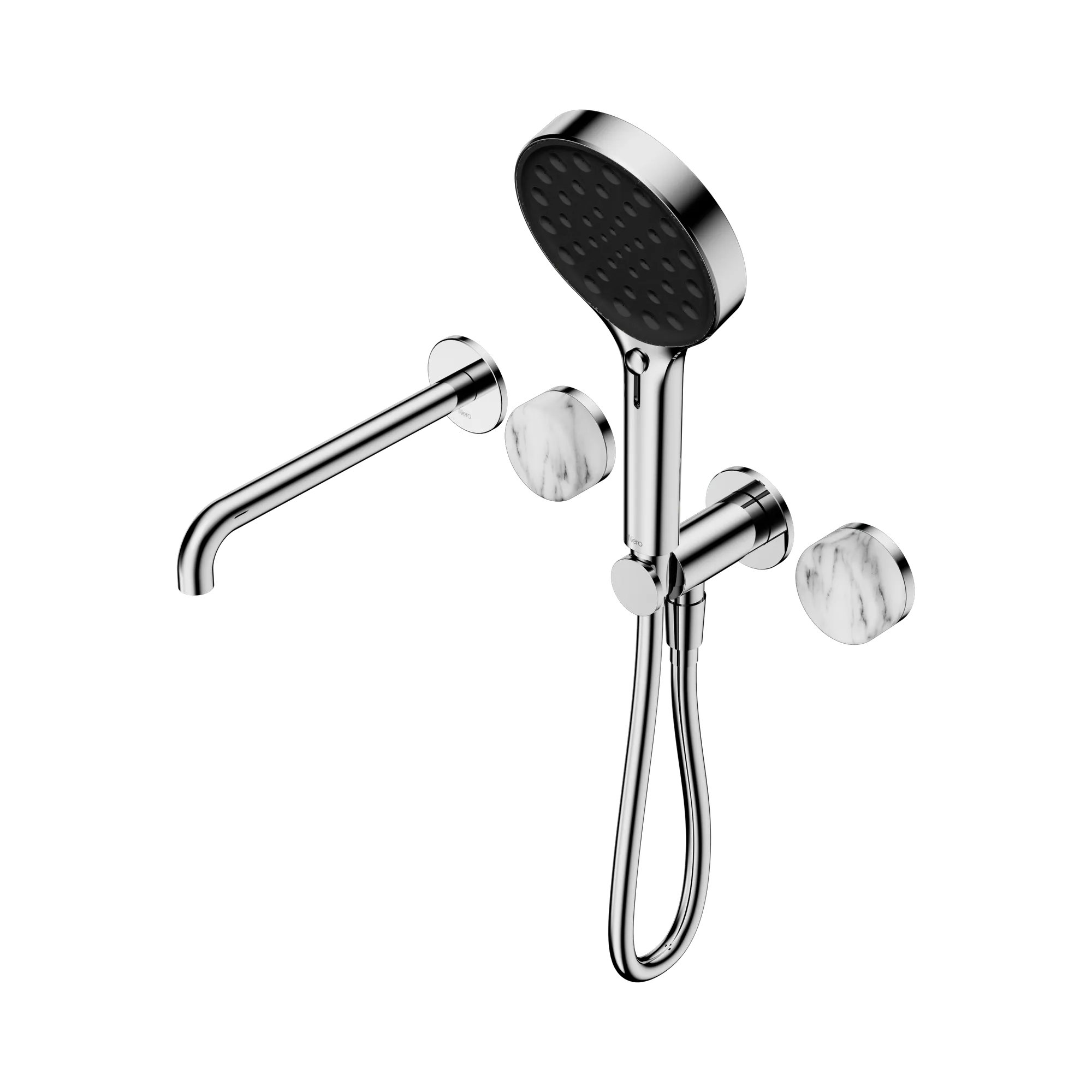 24 E016 CH Serenity Progressive Shower System With Spout With Arabescato Corchia Handle And Serenity Hand Shower Chrome image 1