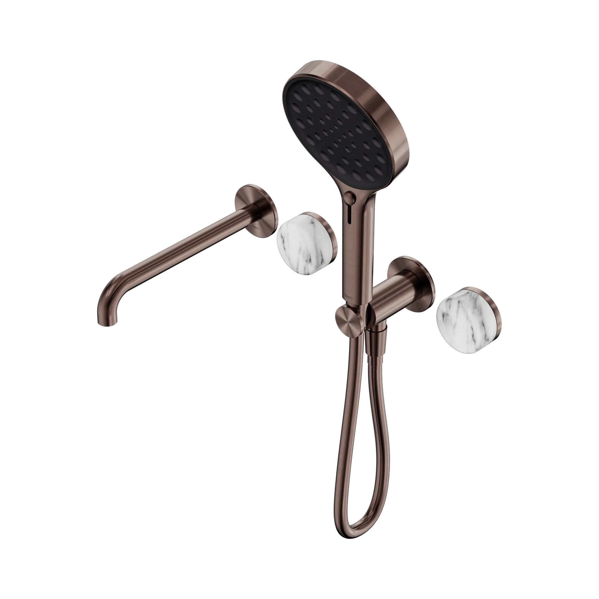 24 E016 BZ Serenity Progressive Shower System With Spout With Arabescato Corchia Handle And Serenity Hand Shower Brushed Bronze image 1