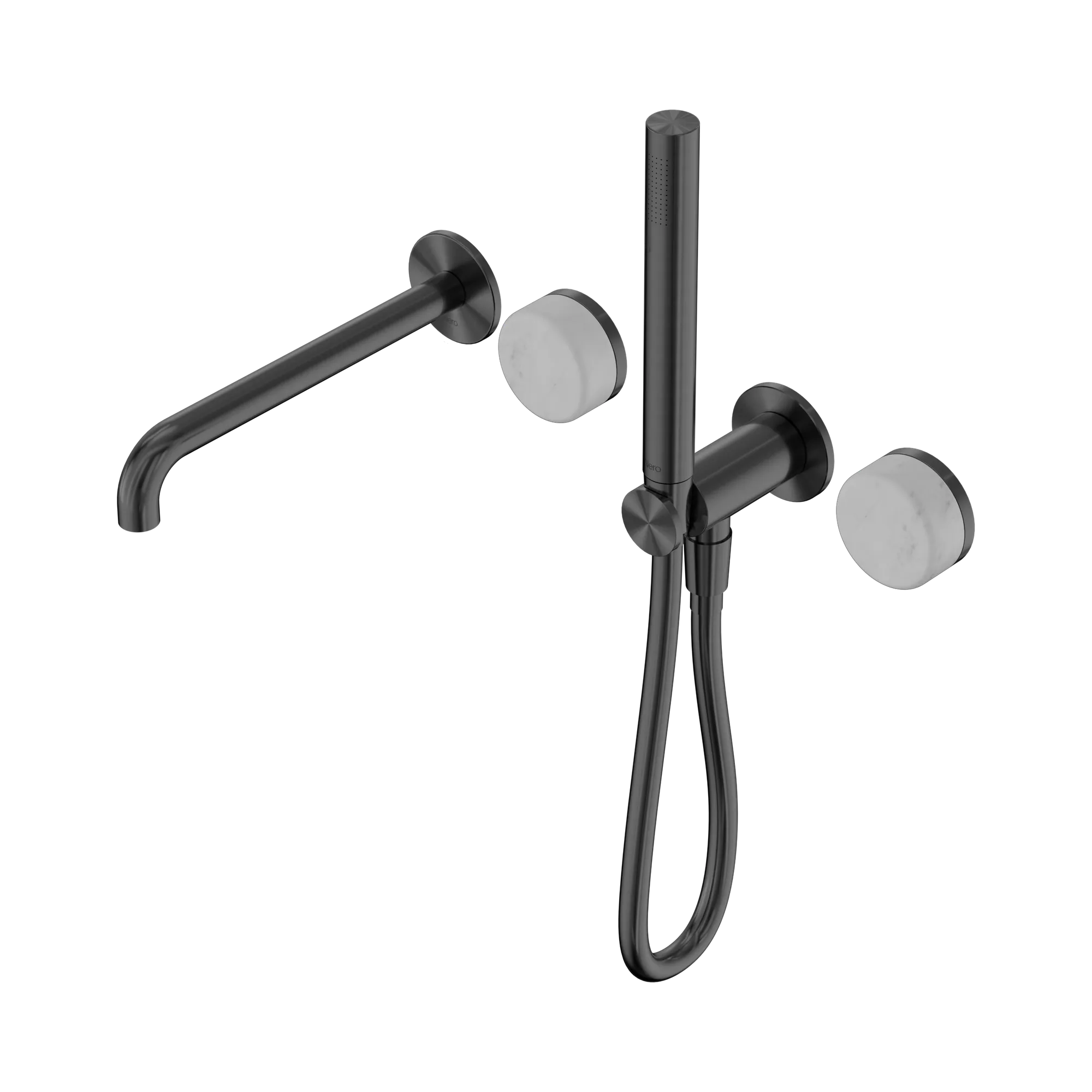 24 E007 GM Serenity Progressive Shower System With Spout With Carrara Handle And Slim Shower Gun Metal image 1