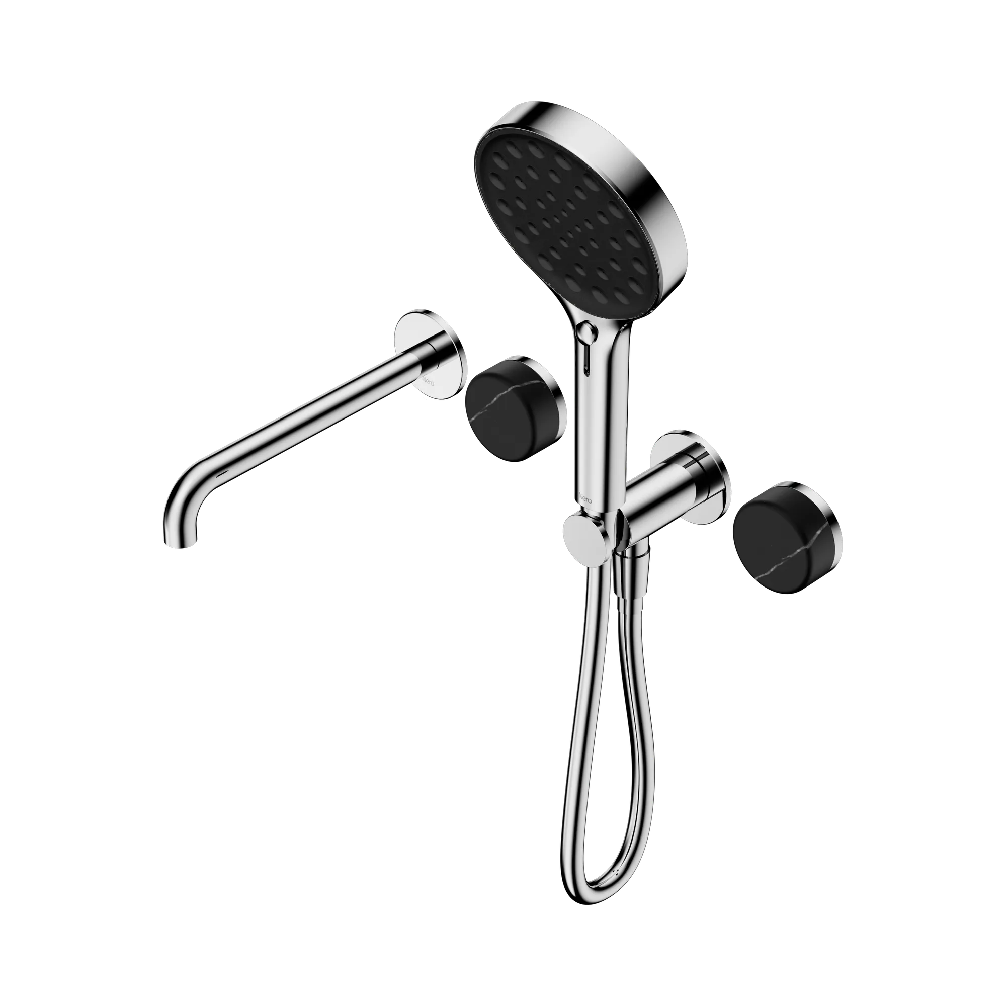 24 E130 CH Serenity Progressive Shower System With Spout With Marquina Black Handle And Serenity Hand Shower Chrome image 1