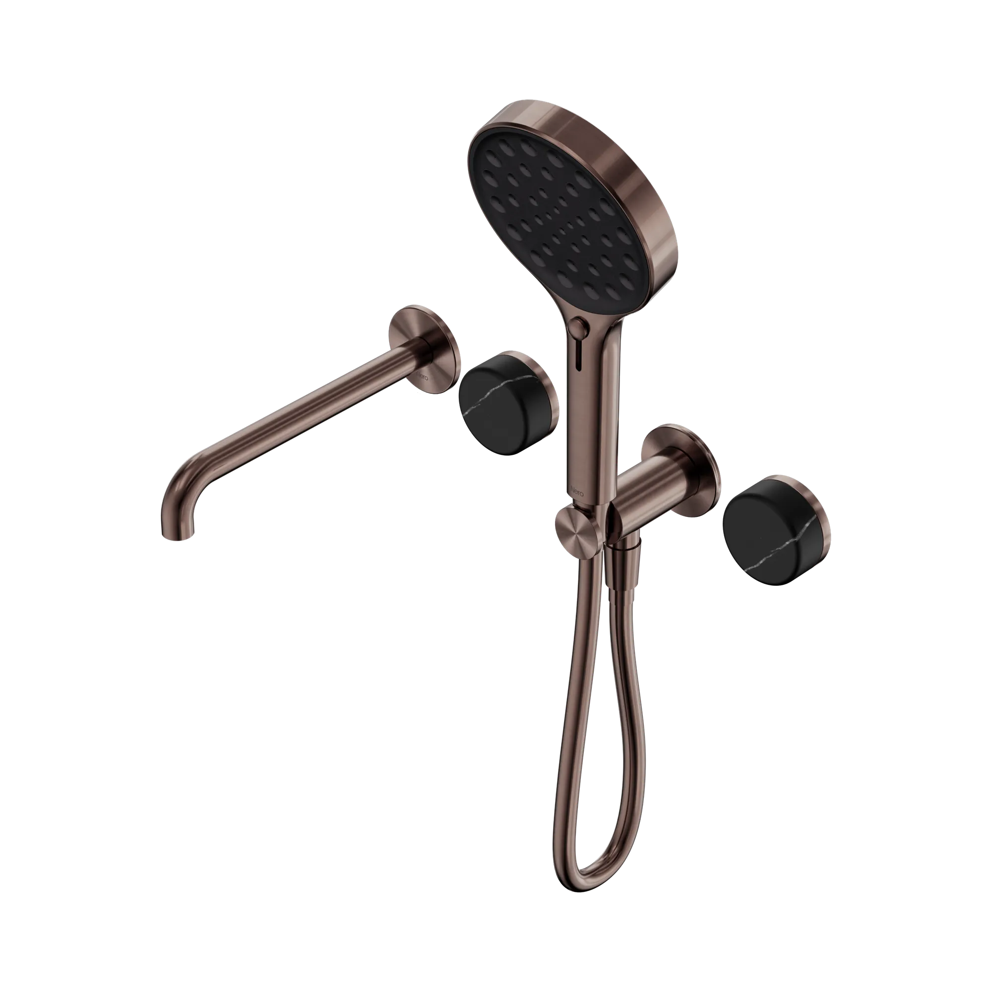 24 E130 BZ Serenity Progressive Shower System With Spout With Marquina Black Handle And Serenity Hand Shower Brushed Bronze image 1