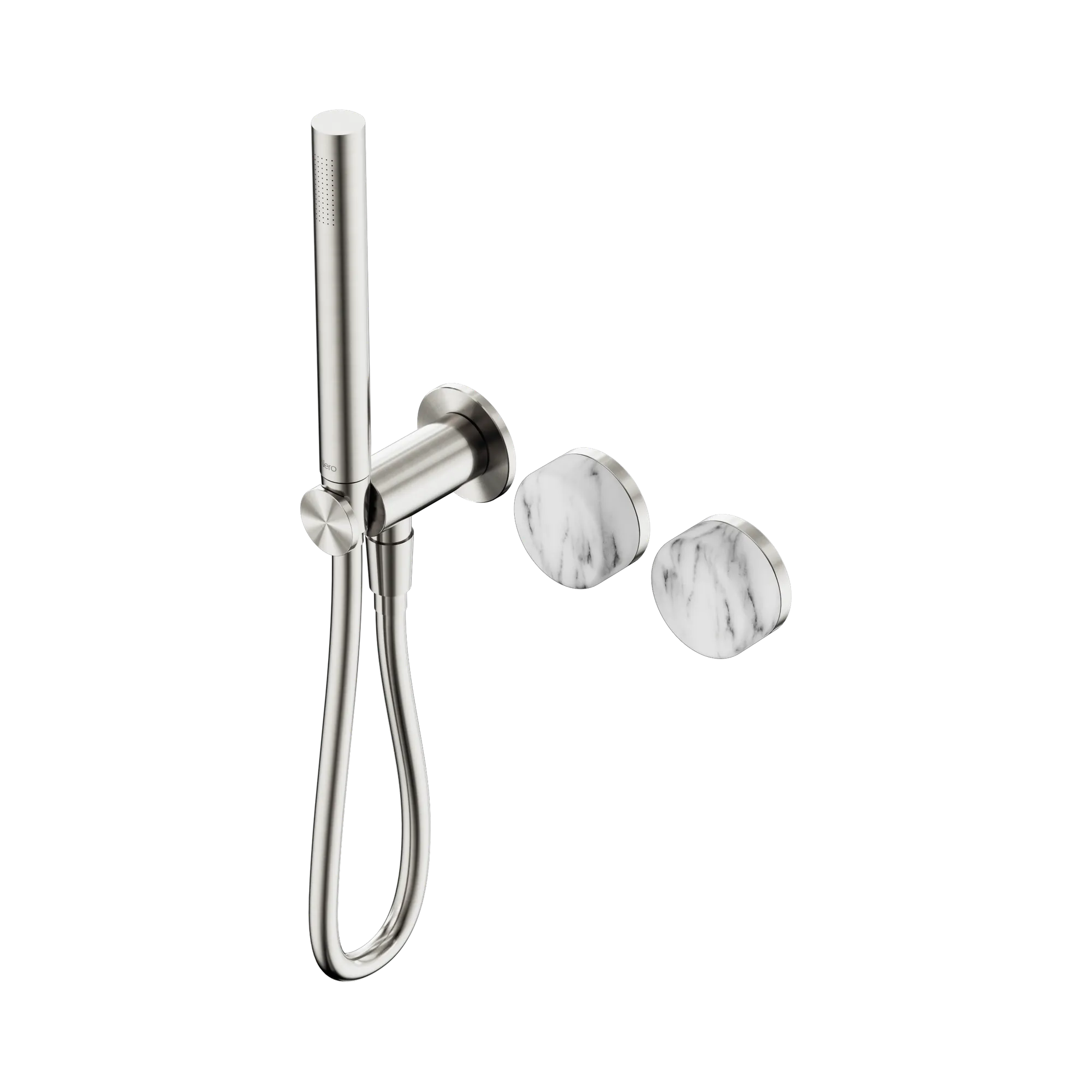 24 E022 BN Serenity Progressive Shower System With Arabescato Corchia Handle And Slim Shower Brushed Nickel image 1