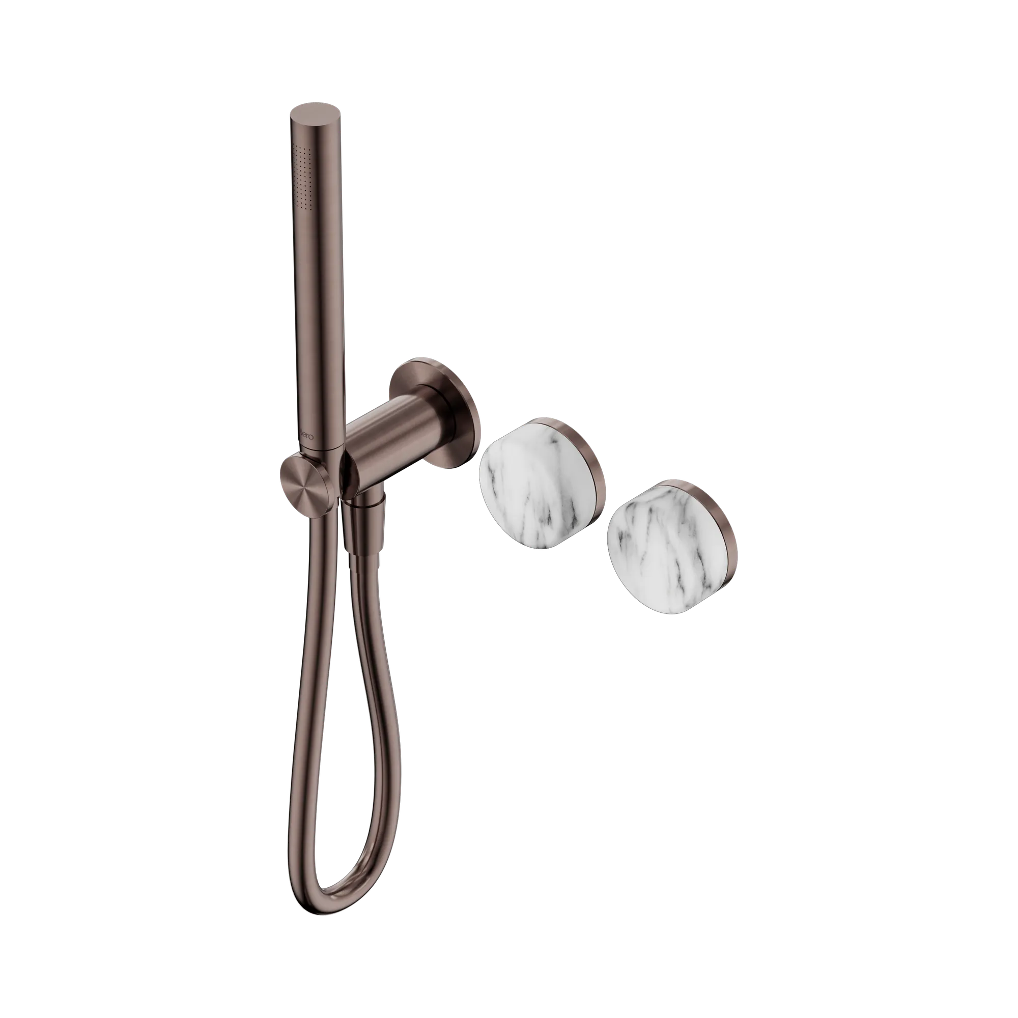 24 E022 BZ Serenity Progressive Shower System With Arabescato Corchia Handle And Slim Shower Brushed Bronze image 1