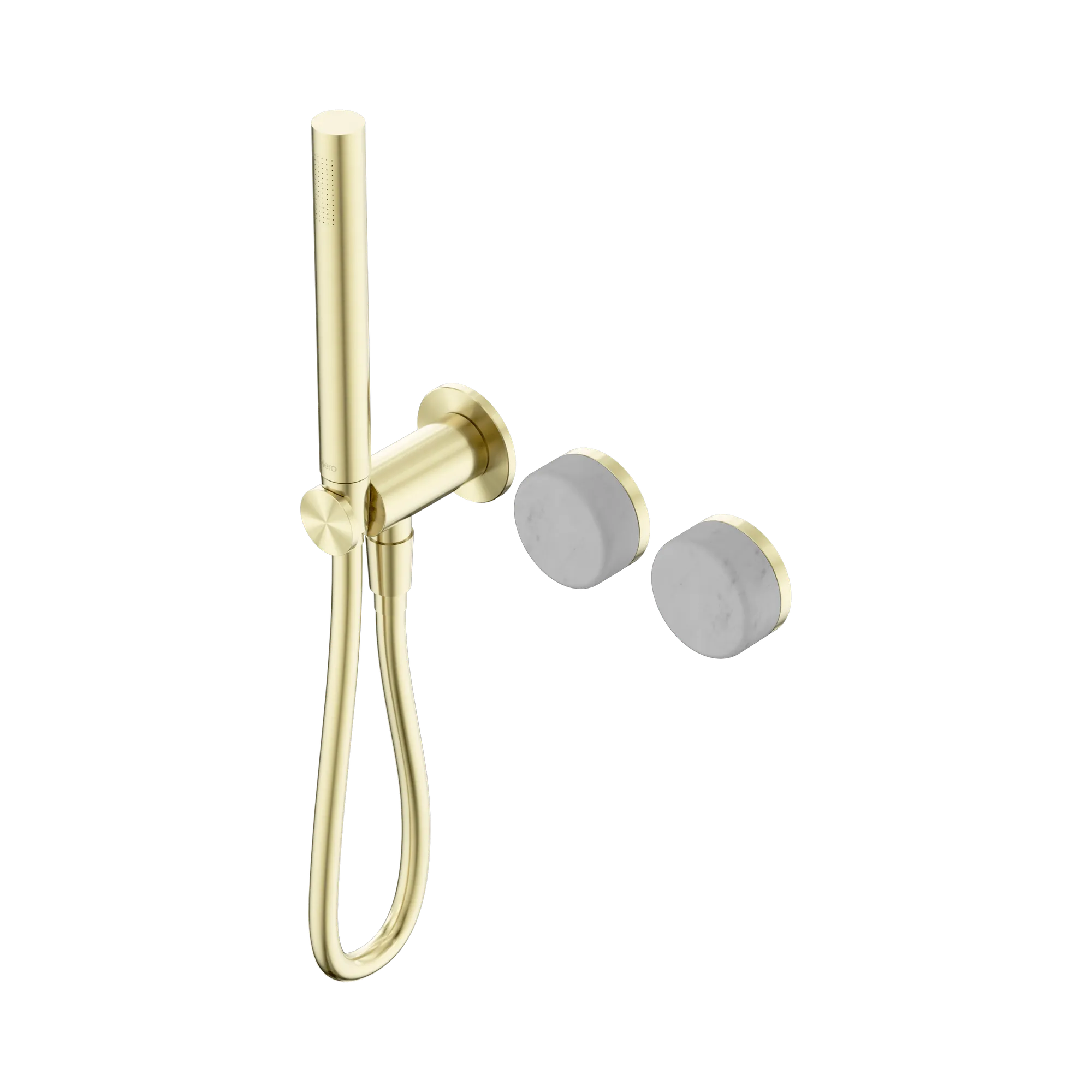 24 E019 BG Serenity Progressive Shower System With Carrara Handle And Slim Shower Brushed Gold image 1