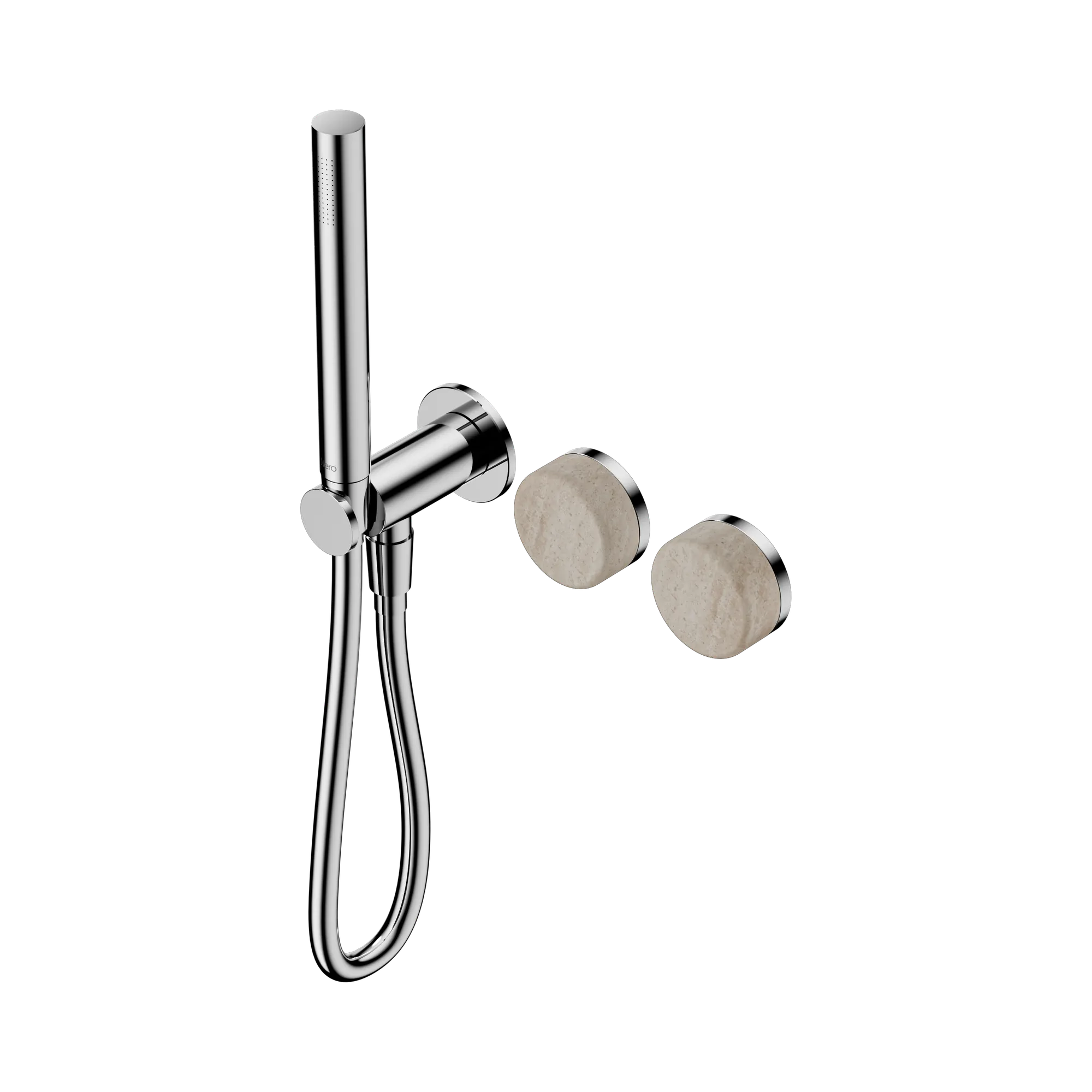 24 E021 CH Serenity Progressive Shower System With Rome Travertine Handle And Slim Shower Chrome image 1