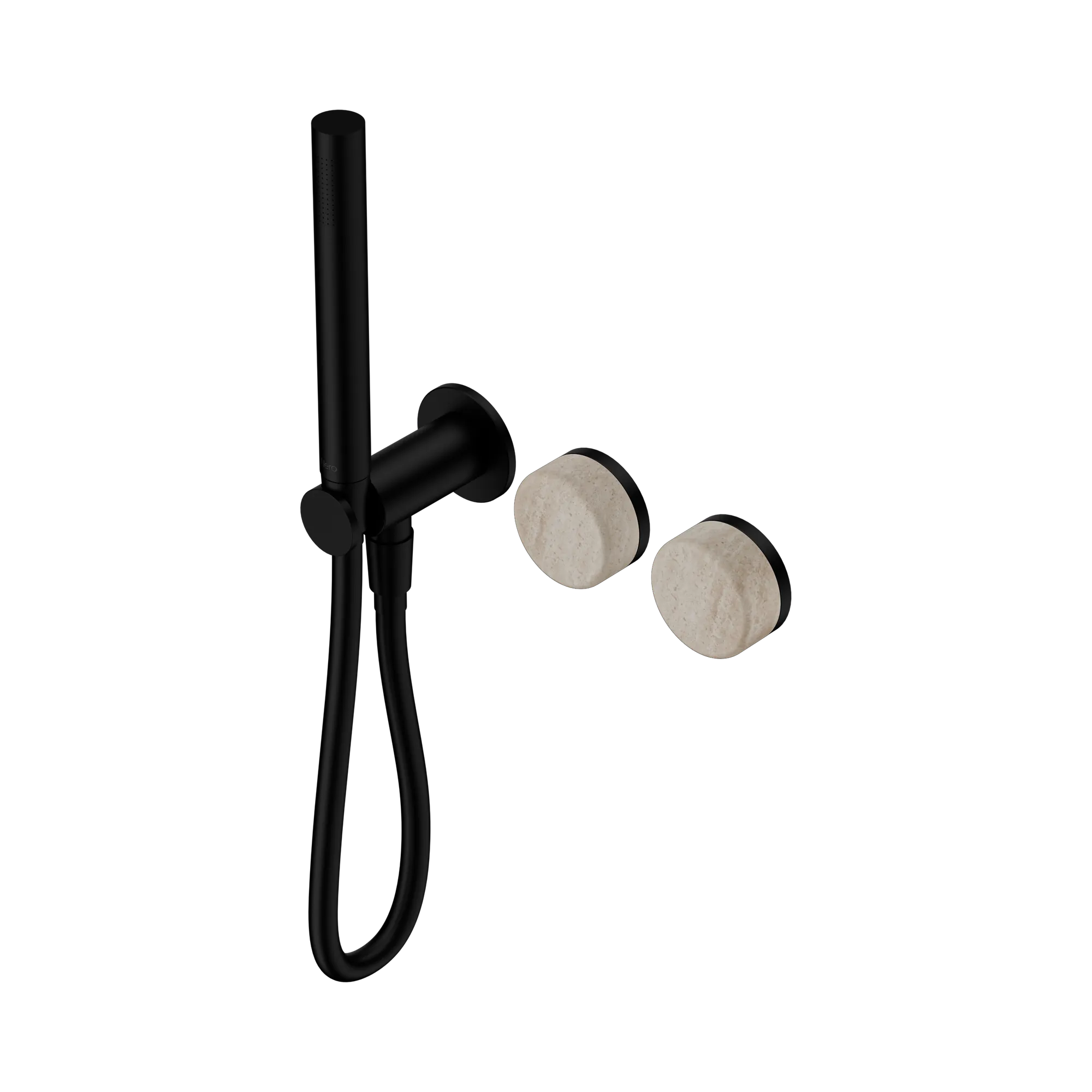 24 E021 MB Serenity Progressive Shower System With Rome Travertine Handle And Slim Shower Matte Black image 1