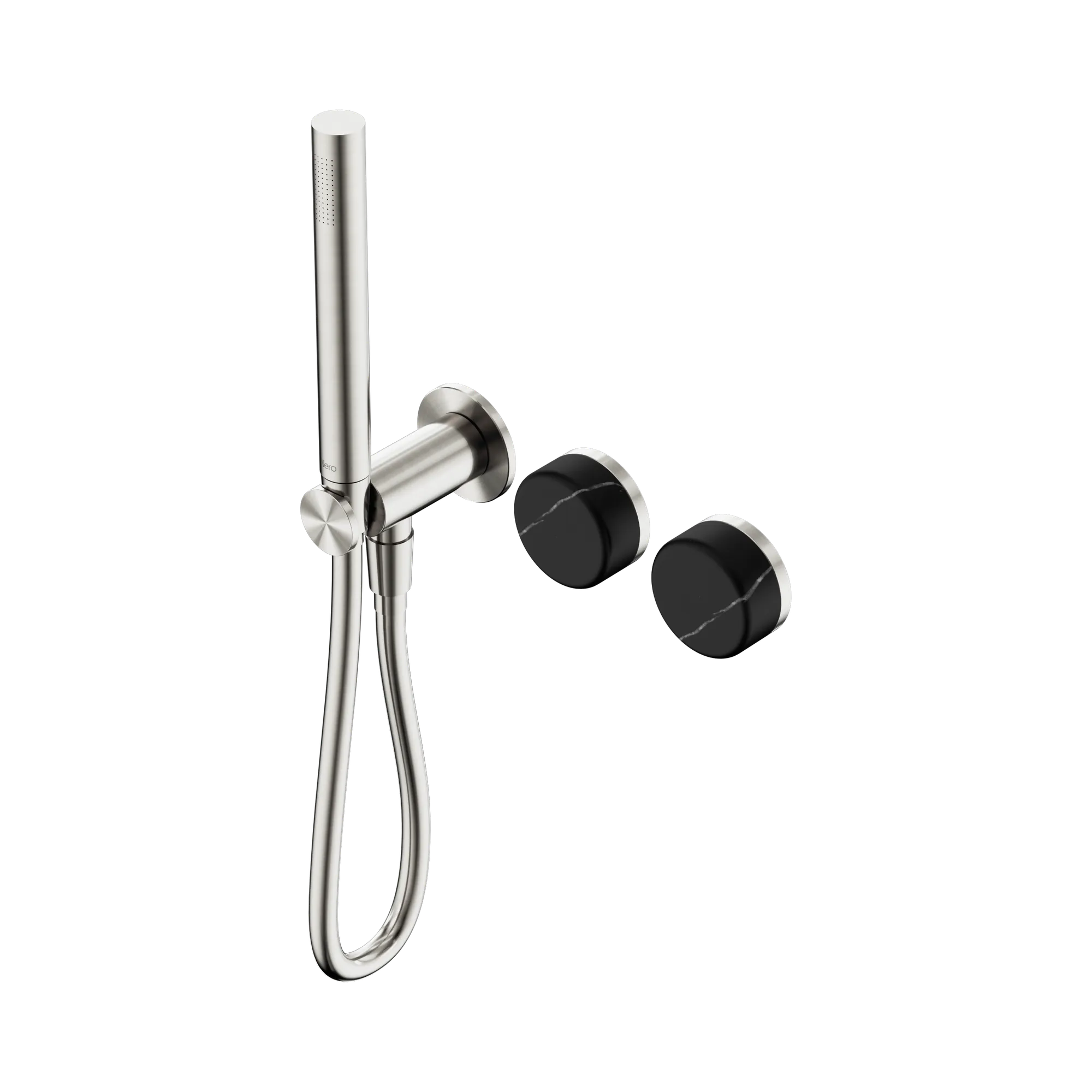 24 E131 BN Serenity Progressive Shower System With Marquina Black Handle And Slim Shower Brushed Nickel image 1