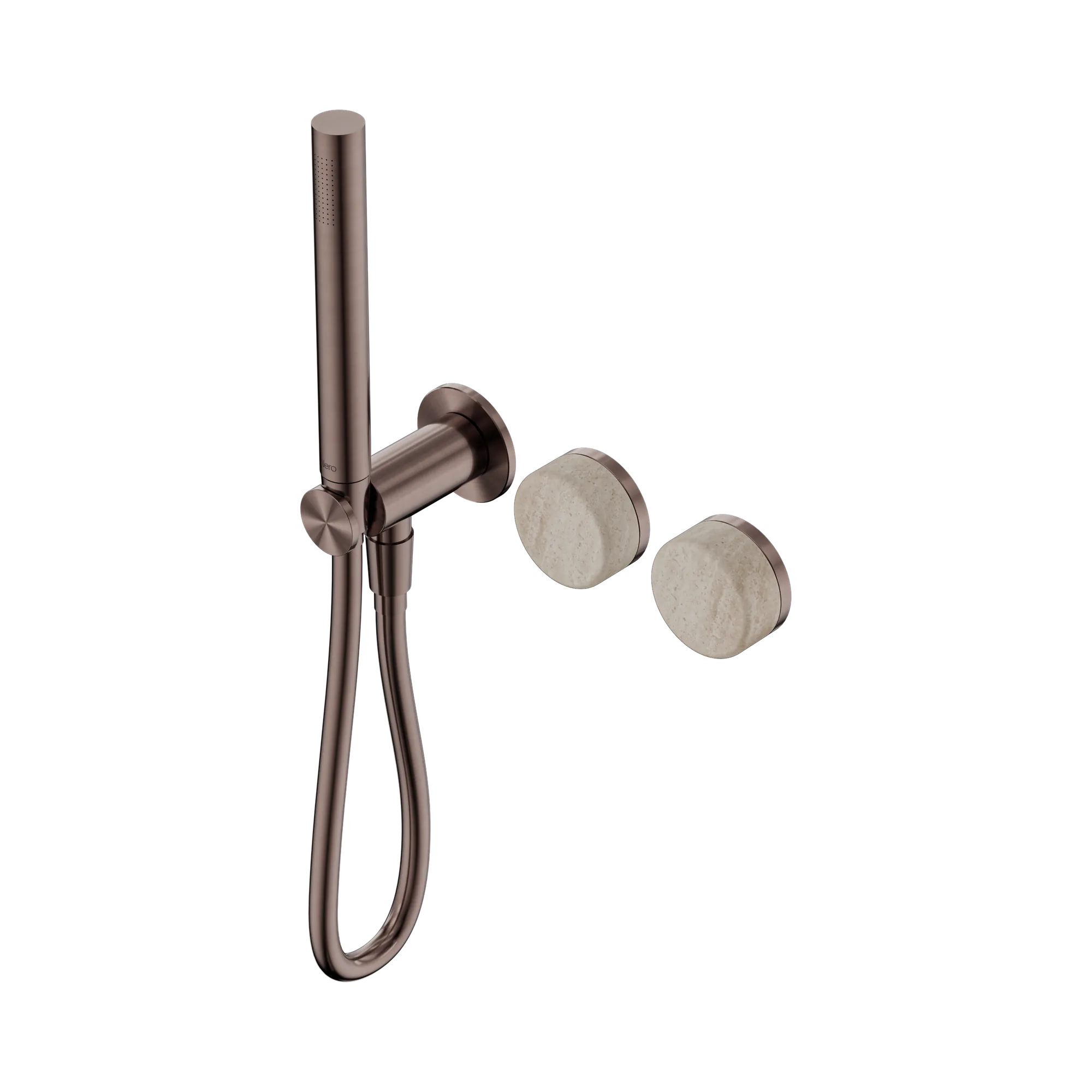 24 E021 BZ Serenity Progressive Shower System With Rome Travertine Handle And Slim Shower Brushed Bronze image 1