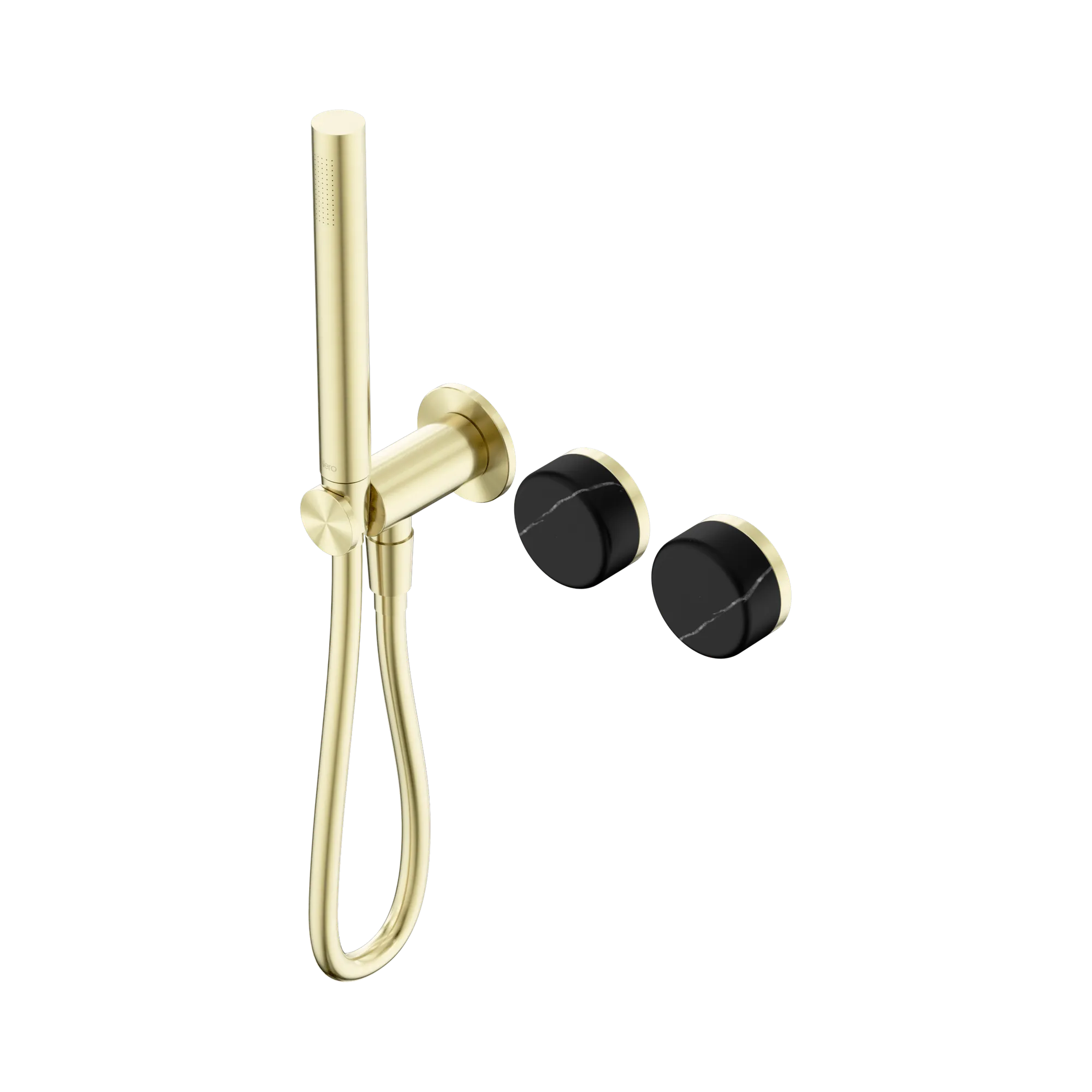 24 E131 BG Serenity Progressive Shower System With Marquina Black Handle And Slim Shower Brushed Gold image 1