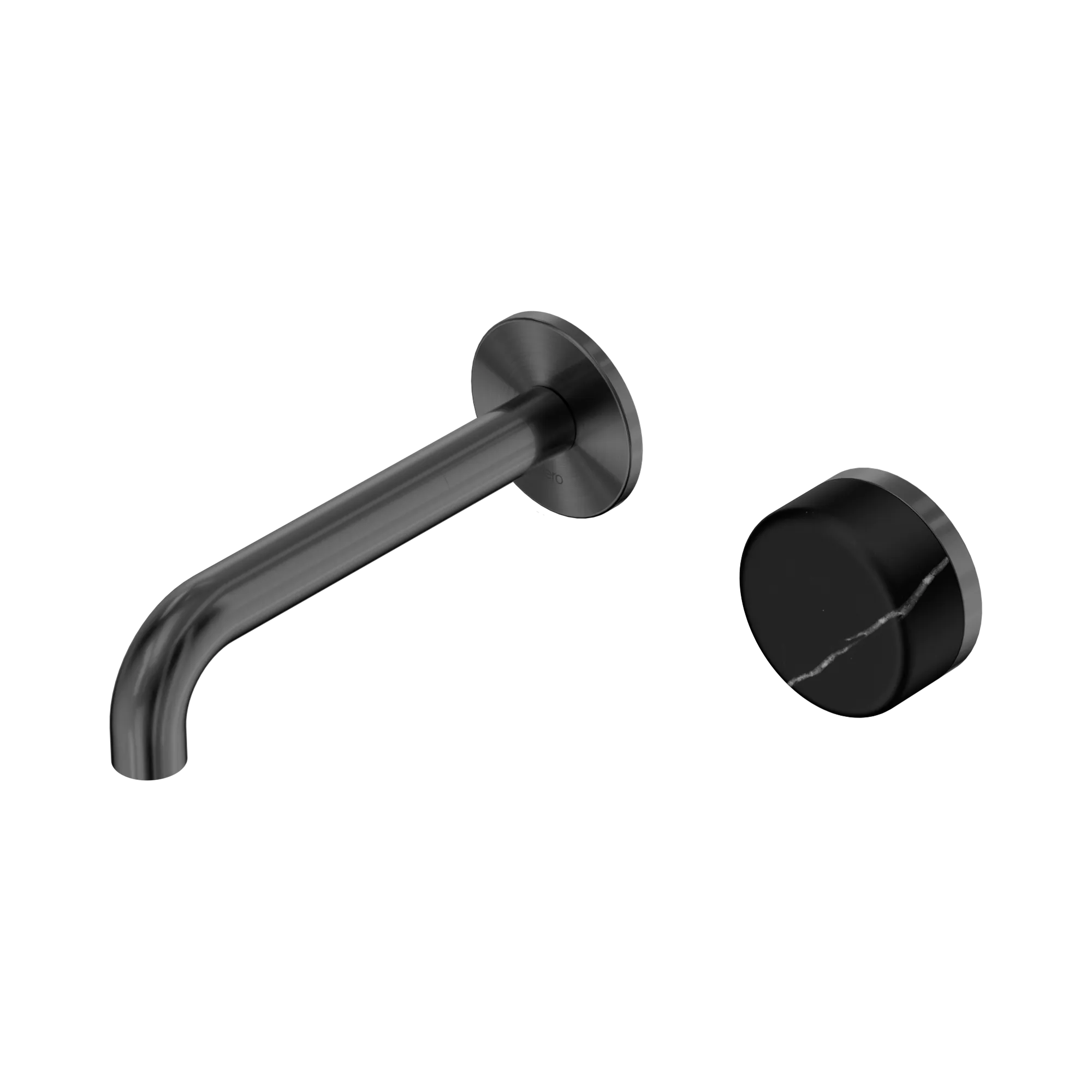 24 E138 GM Serenity Progressive Wall Basin Mixer 160mm Spout With Marquina Black Handle Gun Metal image 1