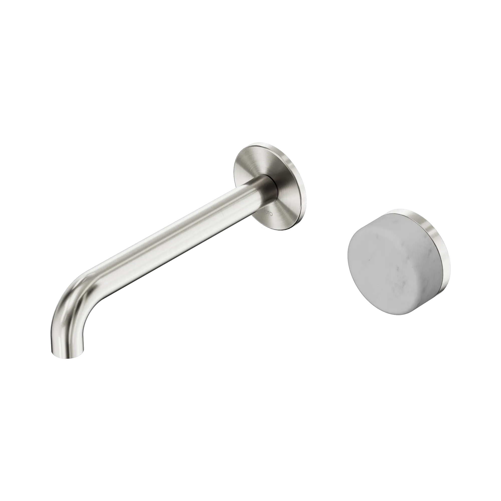 24 E067 BN Serenity Progressive Wall Basin Mixer 185mm Spout With Carrara Handle Brushed Nickel image 1