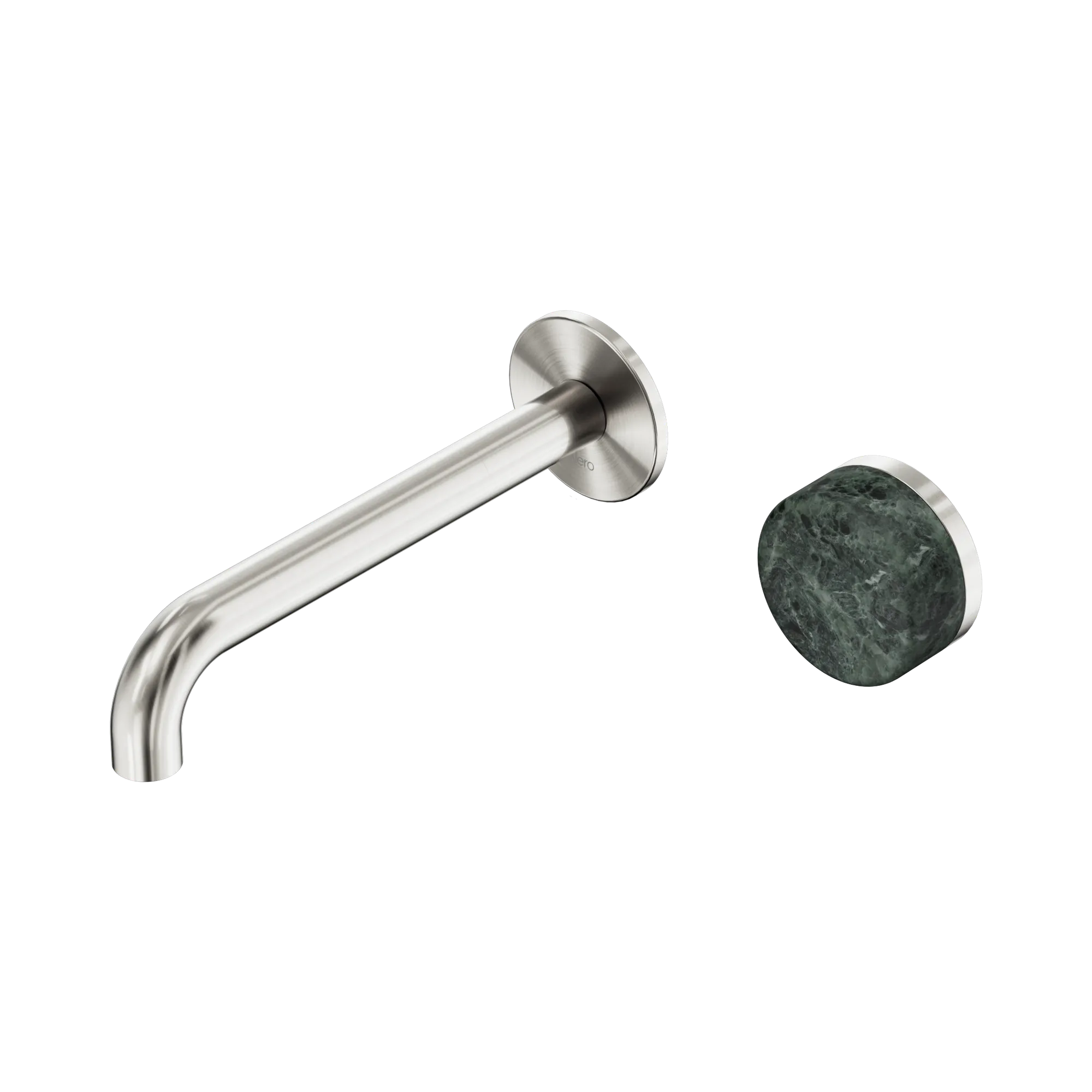 24 E068 BN Serenity Progressive Wall Basin Mixer 185mm Spout With Verde Alpi Handle Brushed Nickel image 1