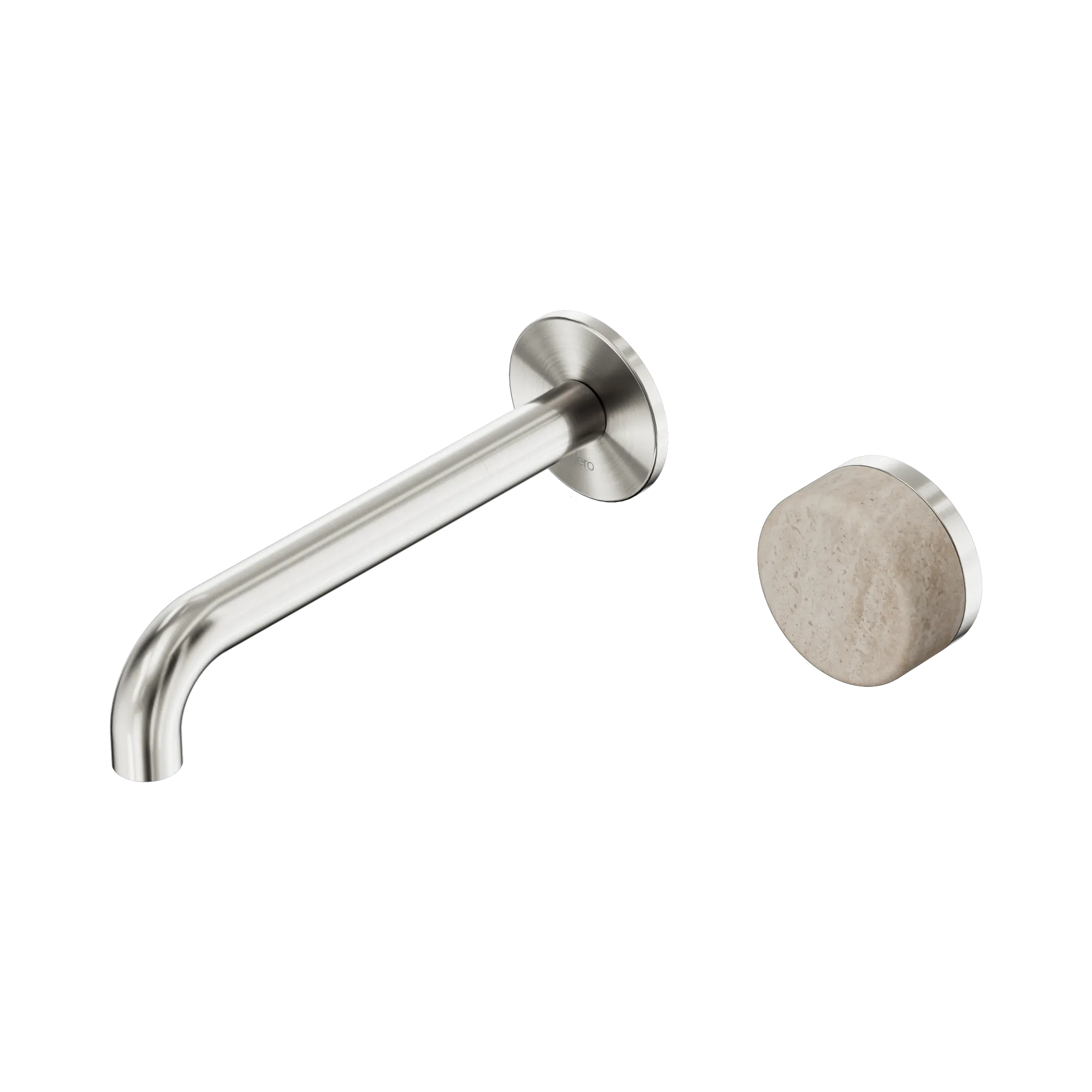 24 E069 BN Serenity Progressive Wall Basin Mixer 185mm Spout With Rome Travertine Handle Brushed Nickel image 1