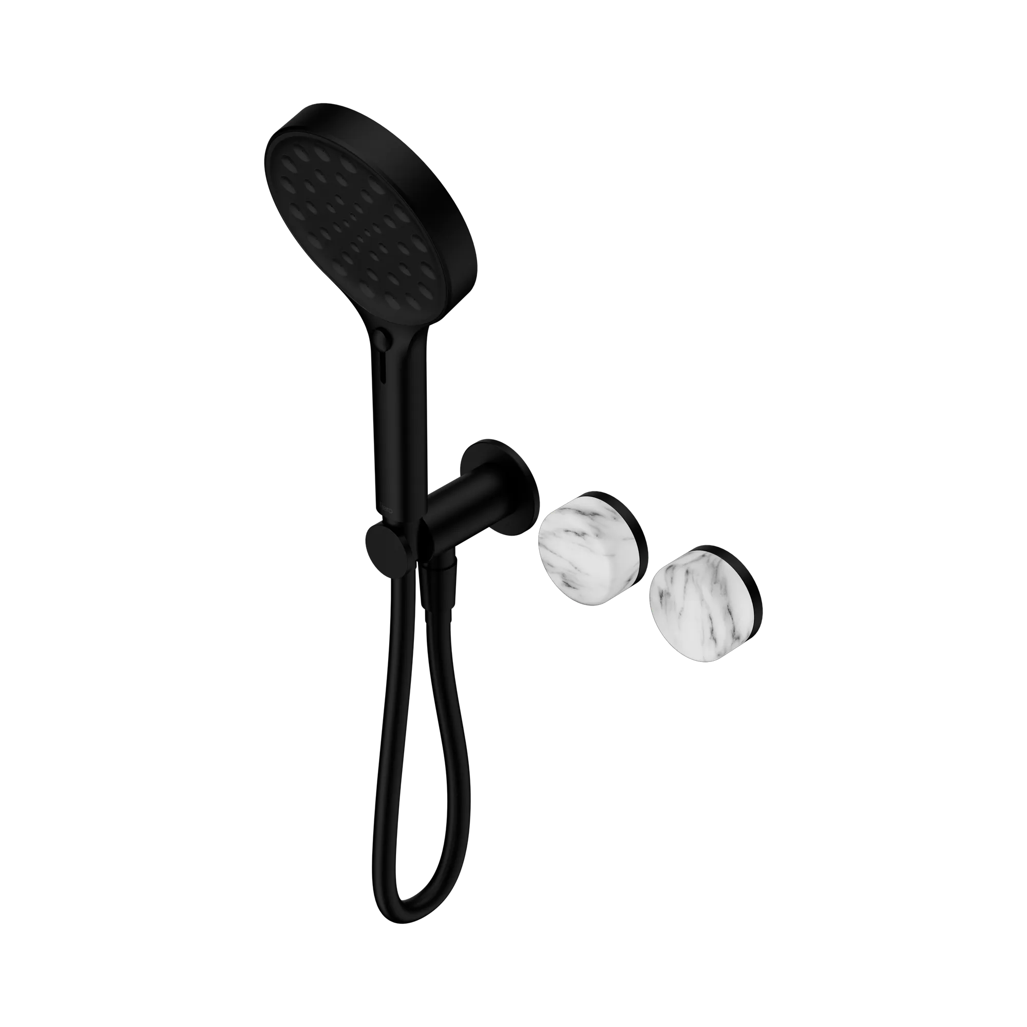 24 E028 MB Serenity Progressive Shower System With Arabescato Corchia Handle And Serenity Hand Shower Matte Black image 1