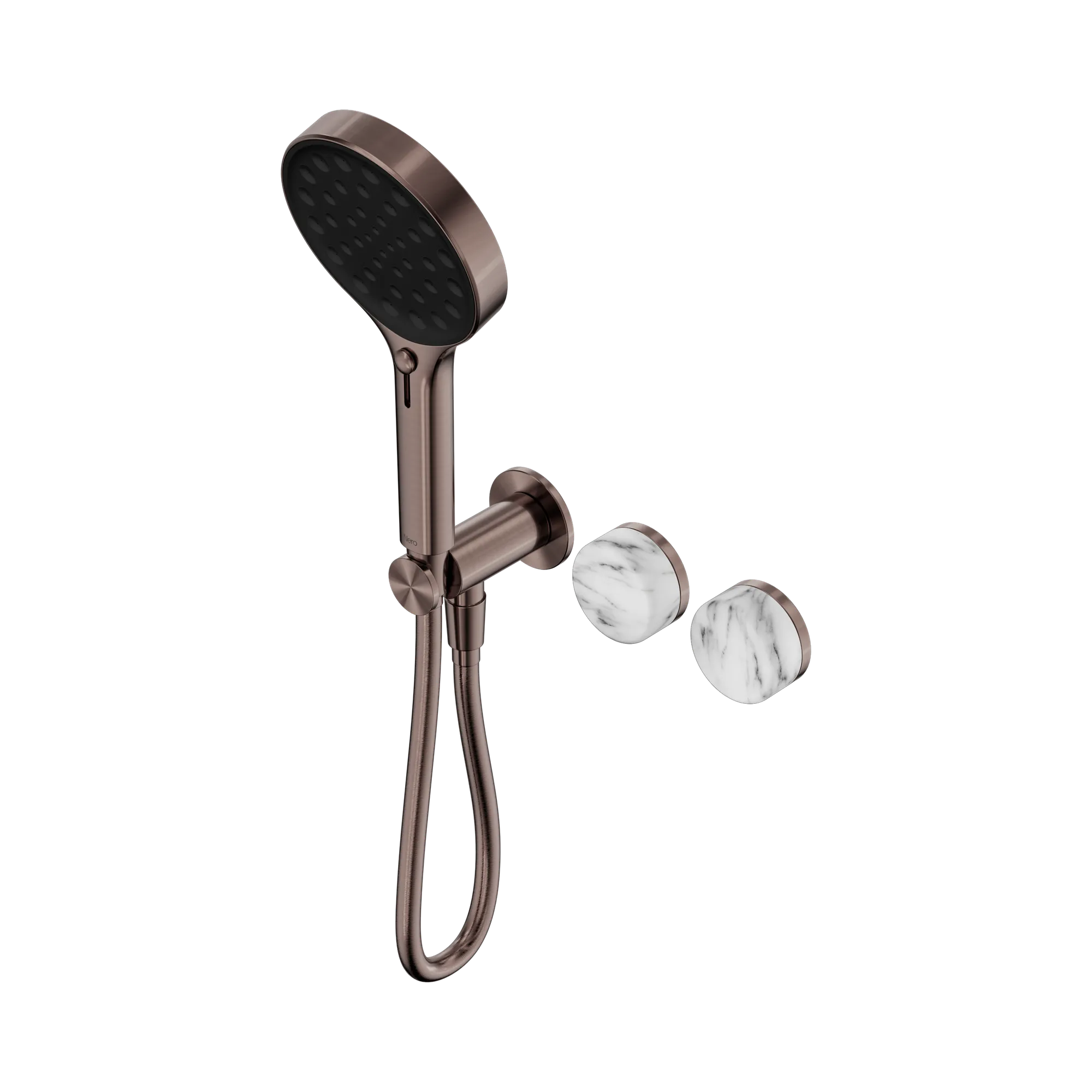 24 E028 BZ Serenity Progressive Shower System With Arabescato Corchia Handle And Serenity Hand Shower Brushed Bronze image 1
