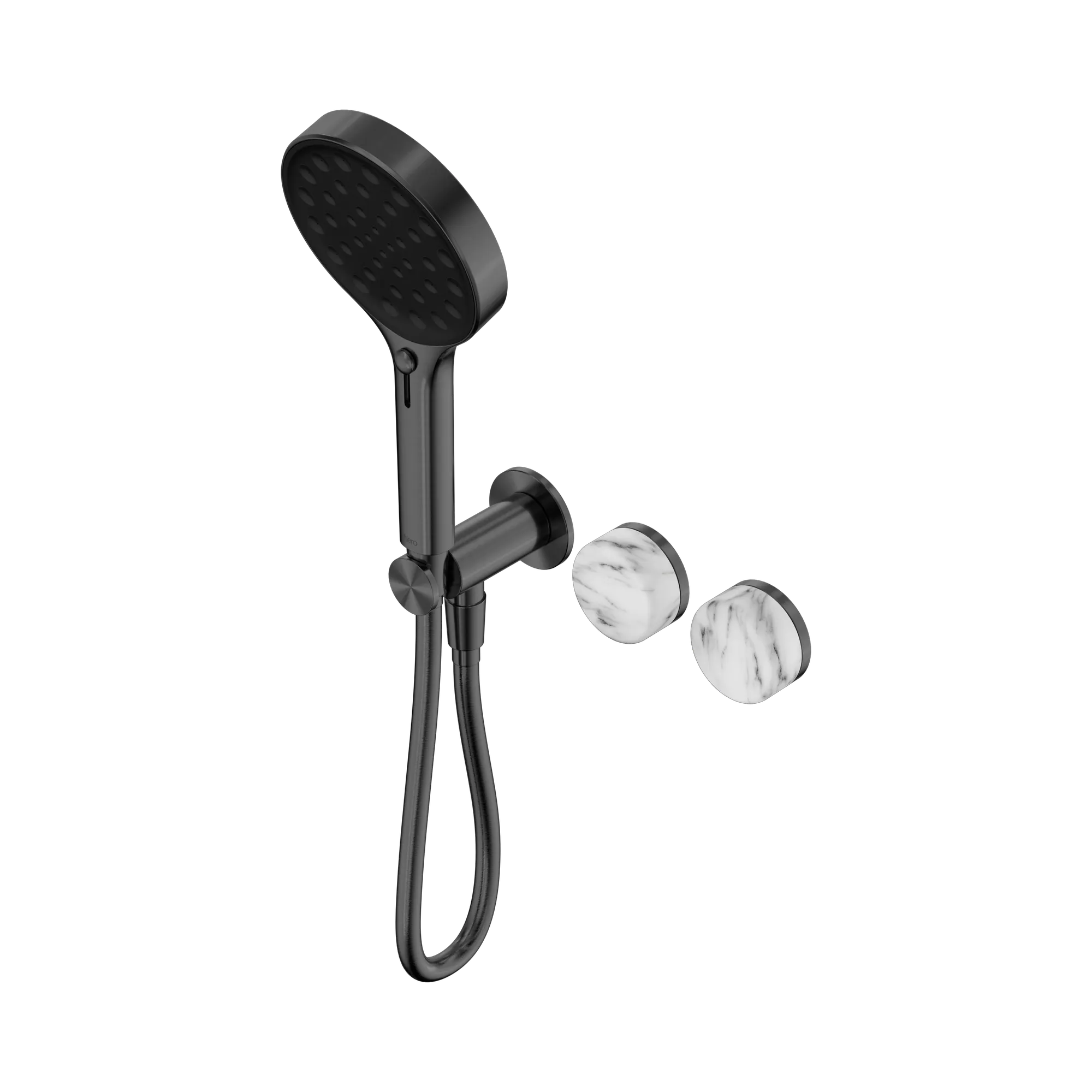 24 E028 GM Serenity Progressive Shower System With Arabescato Corchia Handle And Serenity Hand Shower Gun Metal image 1