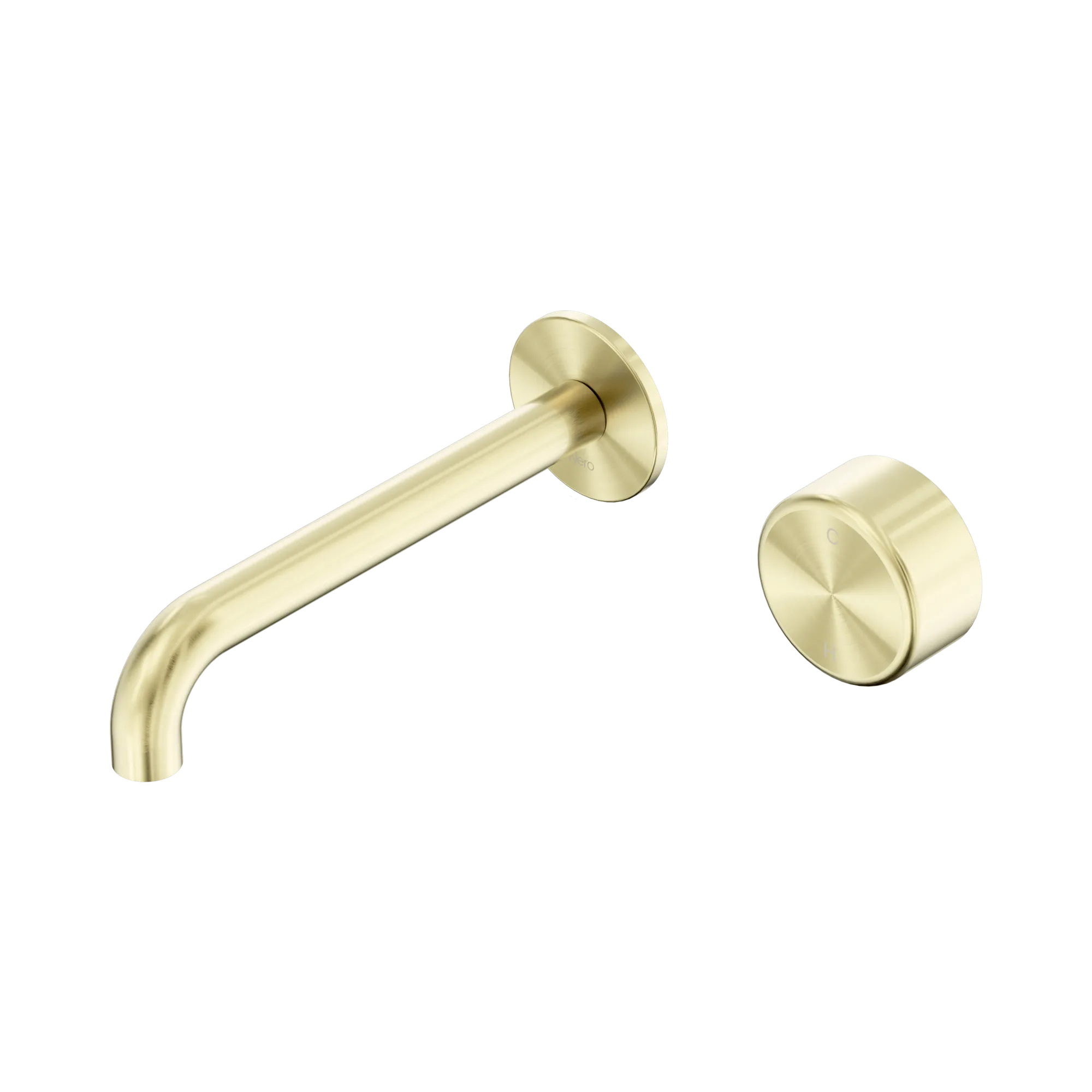 24 E072 BG Serenity Progressive Wall Basin Mixer 185mm Spout With Metal Handle Brushed Gold image 1