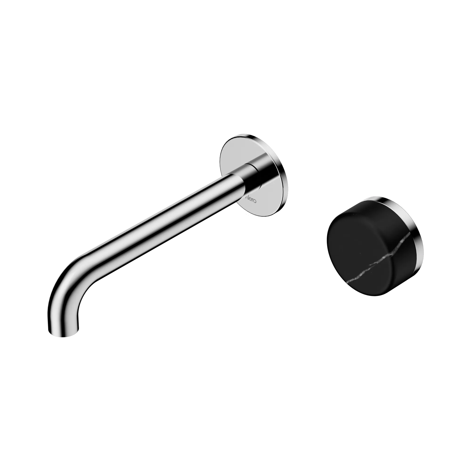24 E139 CH Serenity Progressive Wall Basin Mixer 185mm Spout With Marquina Black Handle Chrome image 1