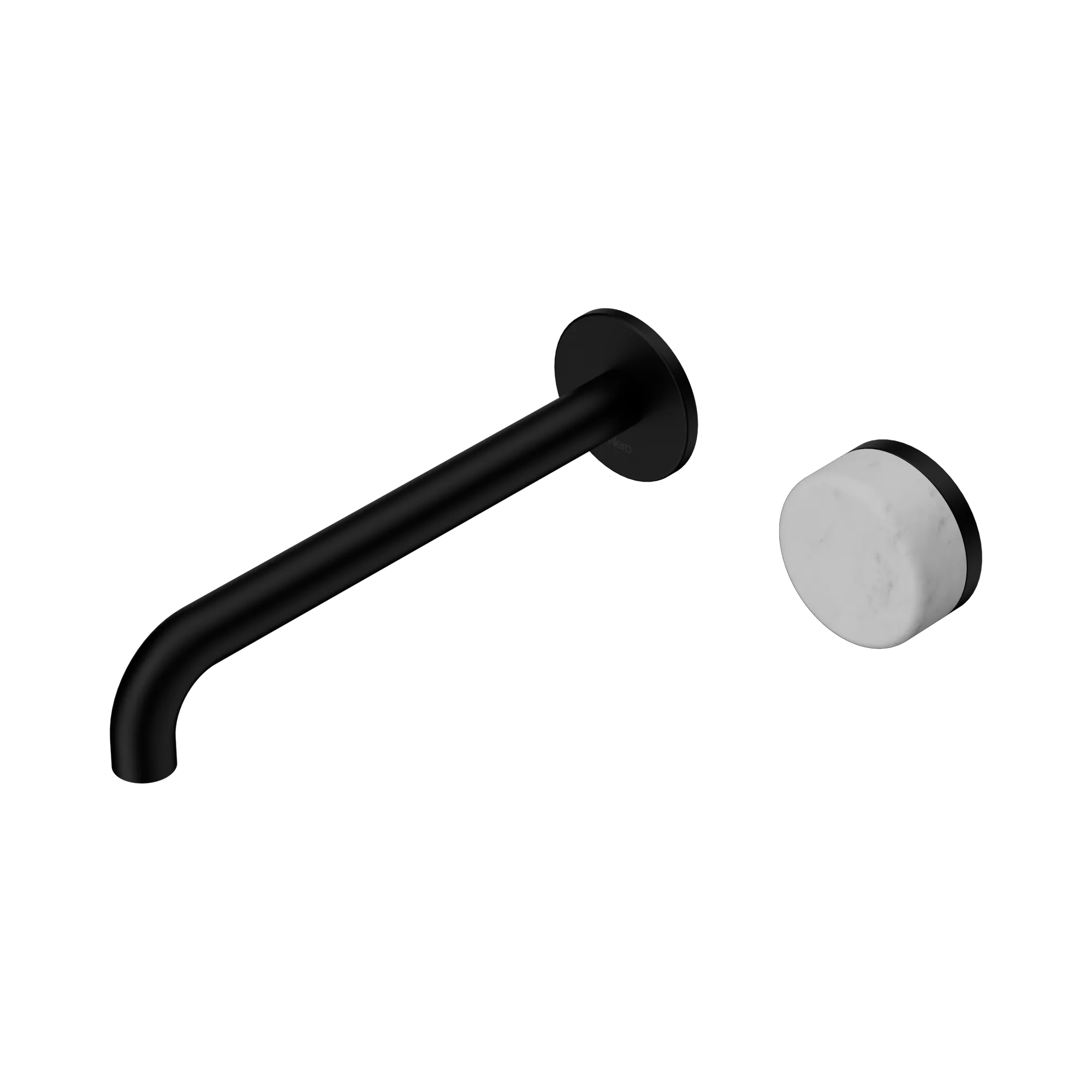 24 E073 MB Serenity Progressive Wall Basin Mixer 220mm Spout With Carrara Handle Matte Black image 1