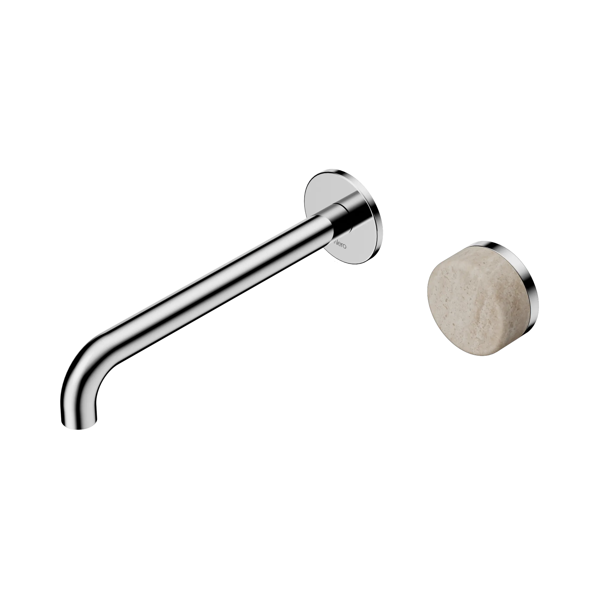 24 E075 CH Serenity Progressive Wall Basin Mixer 220mm Spout With Rome Travertine Handle Chrome image 1