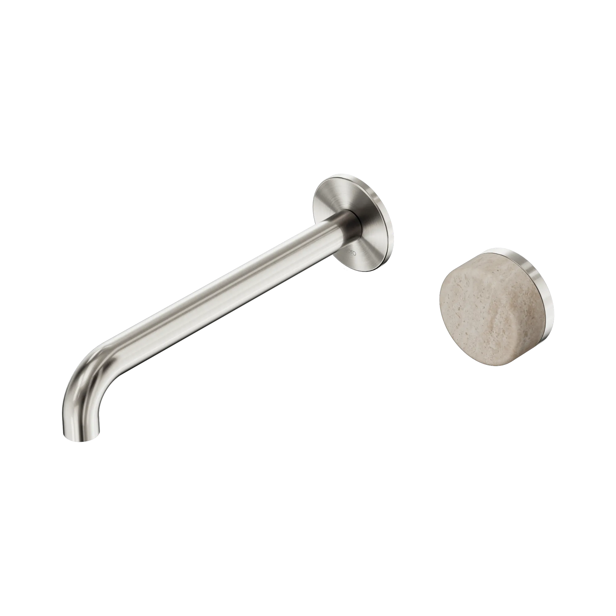 24 E075 BN Serenity Progressive Wall Basin Mixer 220mm Spout With Rome Travertine Handle Brushed Nickel image 1