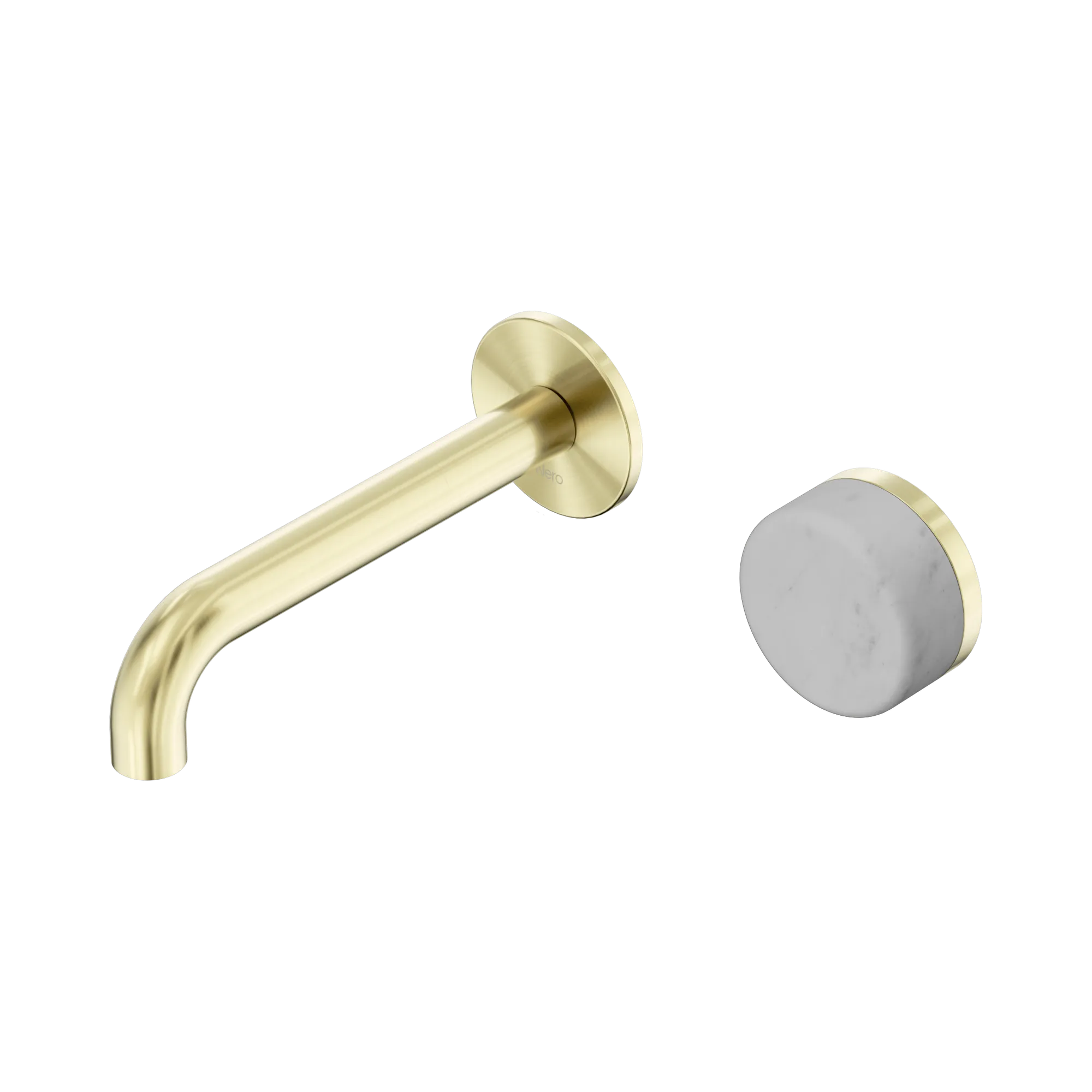 24 E061 BG Serenity Progressive Wall Basin Mixer 160mm Spout With Carrara Handle Brushed Gold image 1