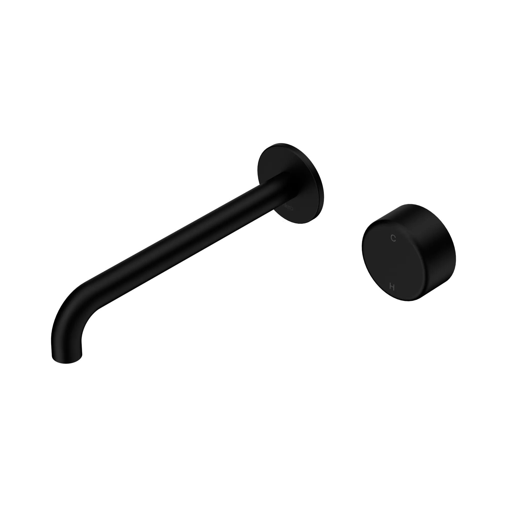 24 E078 MB Serenity Progressive Wall Basin Mixer 220mm Spout With Metal Handle Matte Black image 1