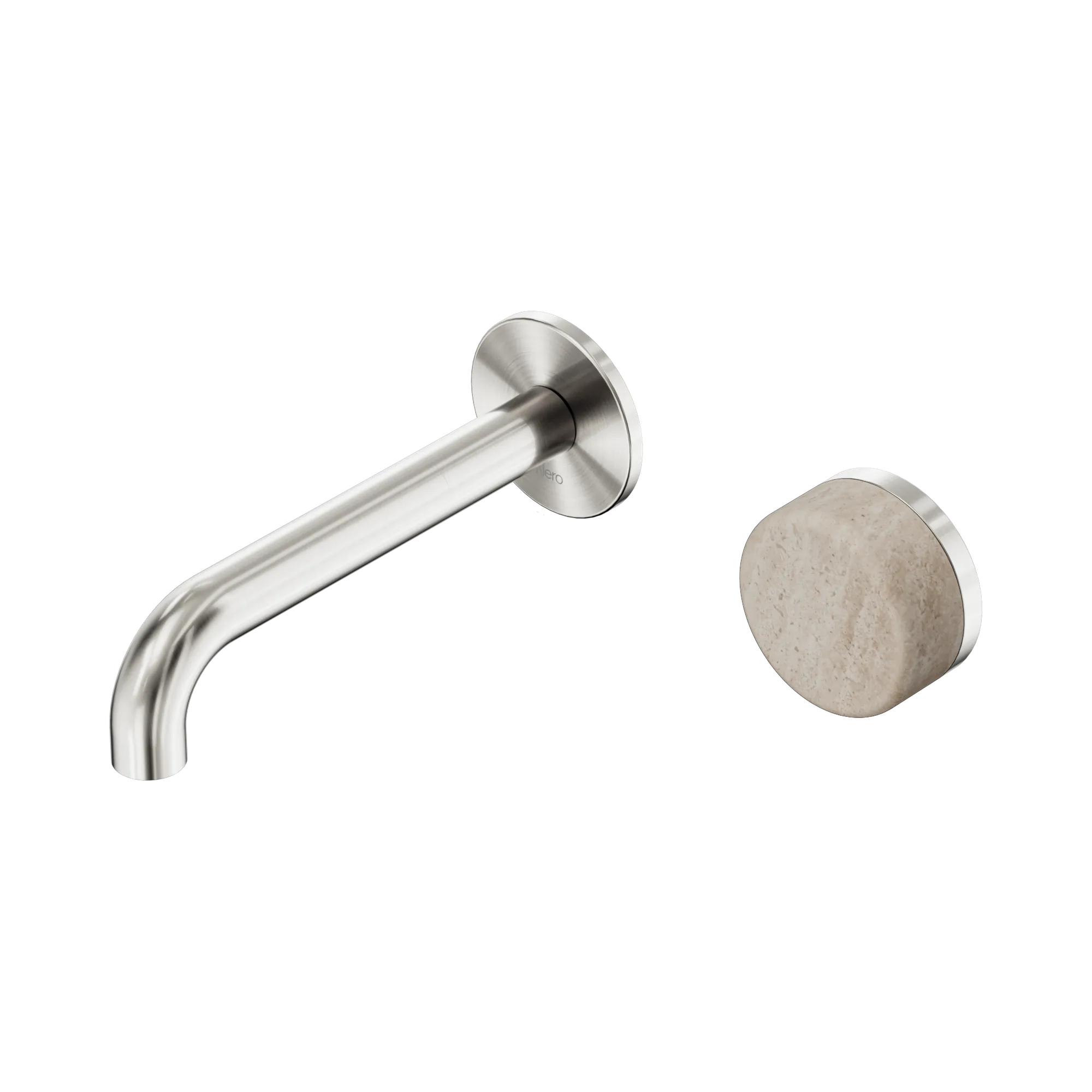 24 E063 BN Serenity Progressive Wall Basin Mixer 160mm Spout With Rome Travertine Handle Brushed Nickel image 1