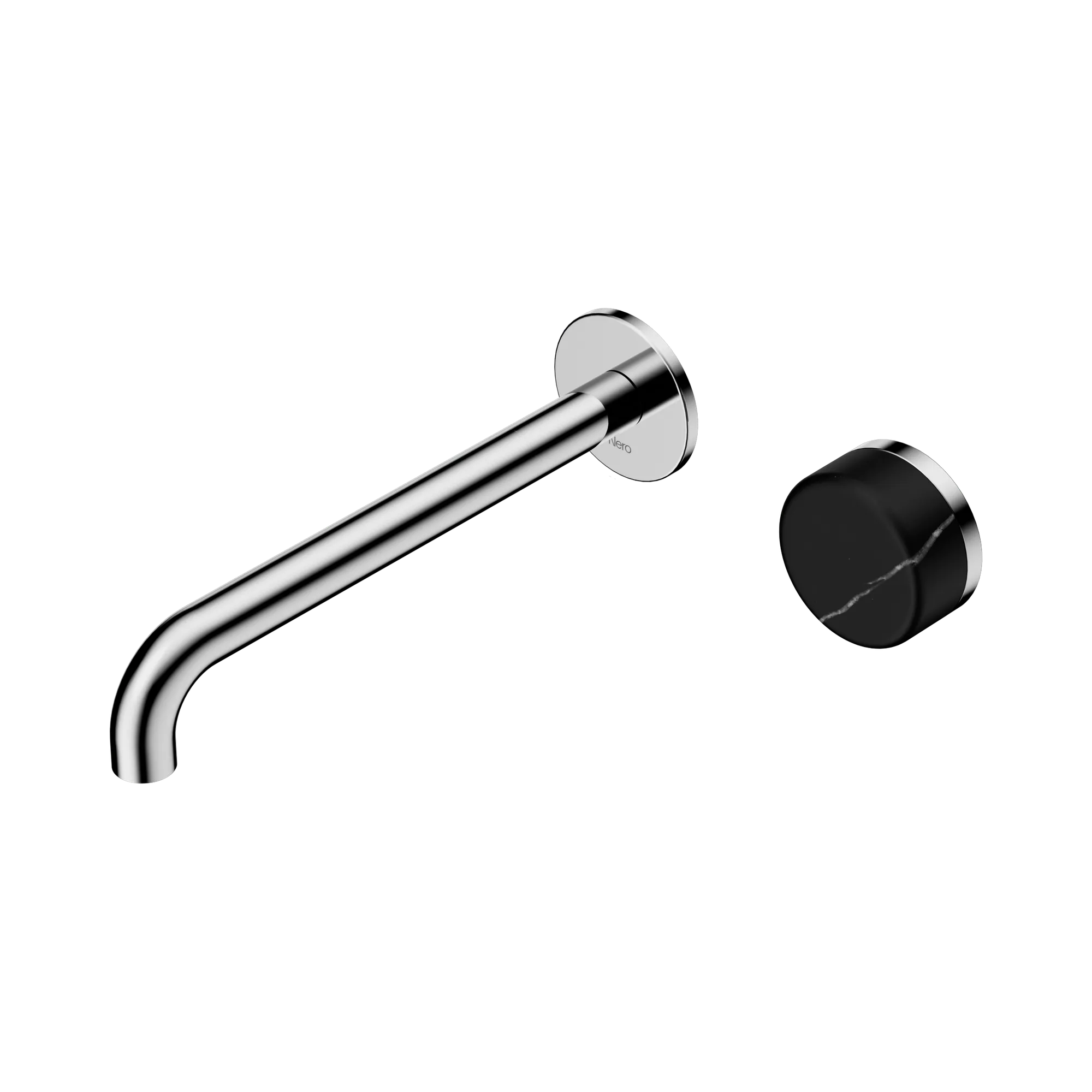 24 E140 CH Serenity Progressive Wall Basin Mixer 220mm Spout With Marquina Black Handle Chrome image 1