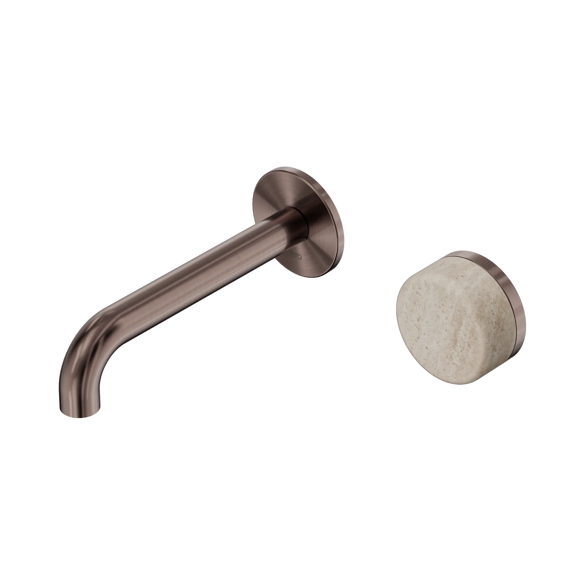 24 E063 BZ Serenity Progressive Wall Basin Mixer 160mm Spout With Rome Travertine Handle Brushed Bronze image 1