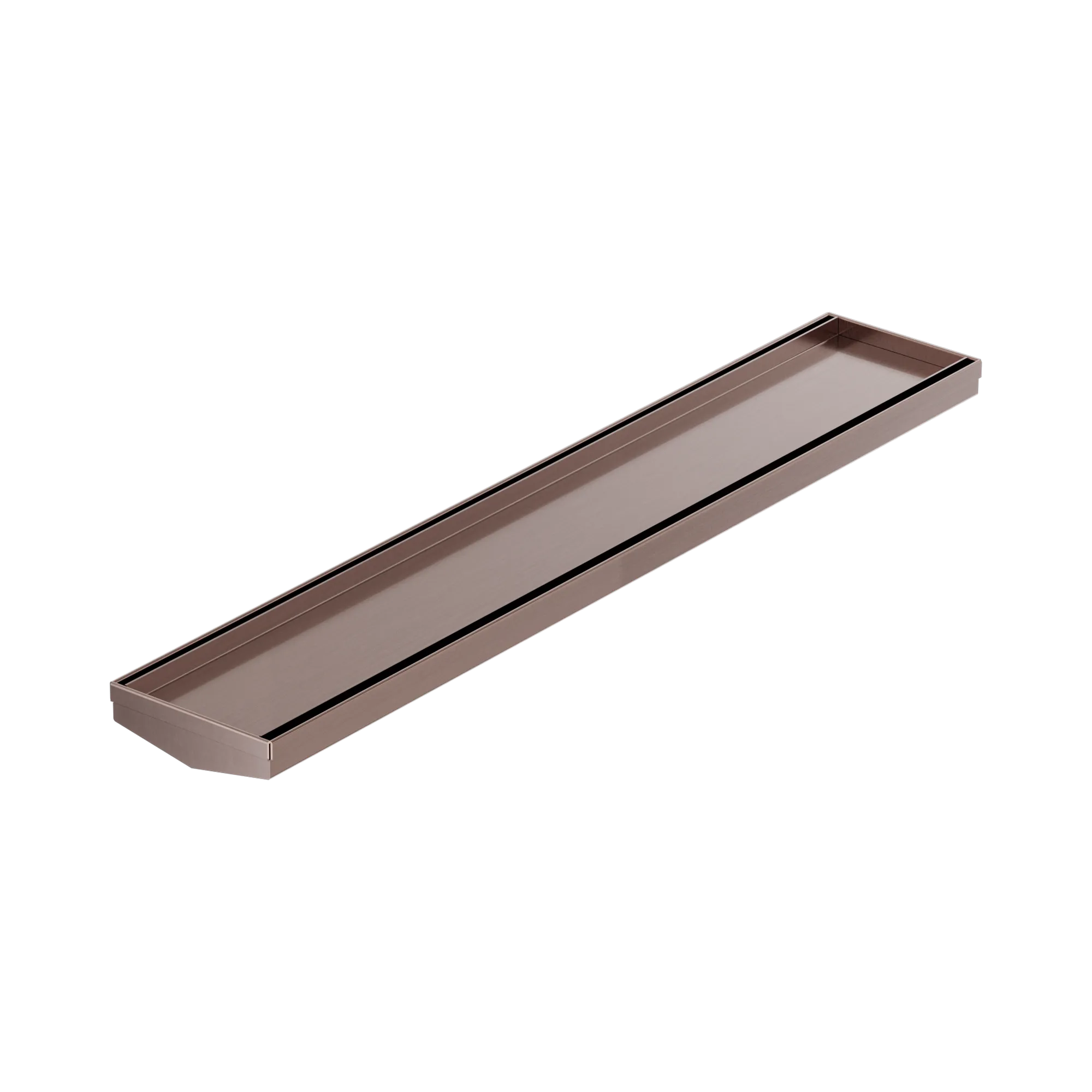 NRFG004 BZ Tile Insert V Channel 600mm Floor Grate 80mm 89mm Outlet Without Outlet And Hole Saw Brushed Bronze image 1