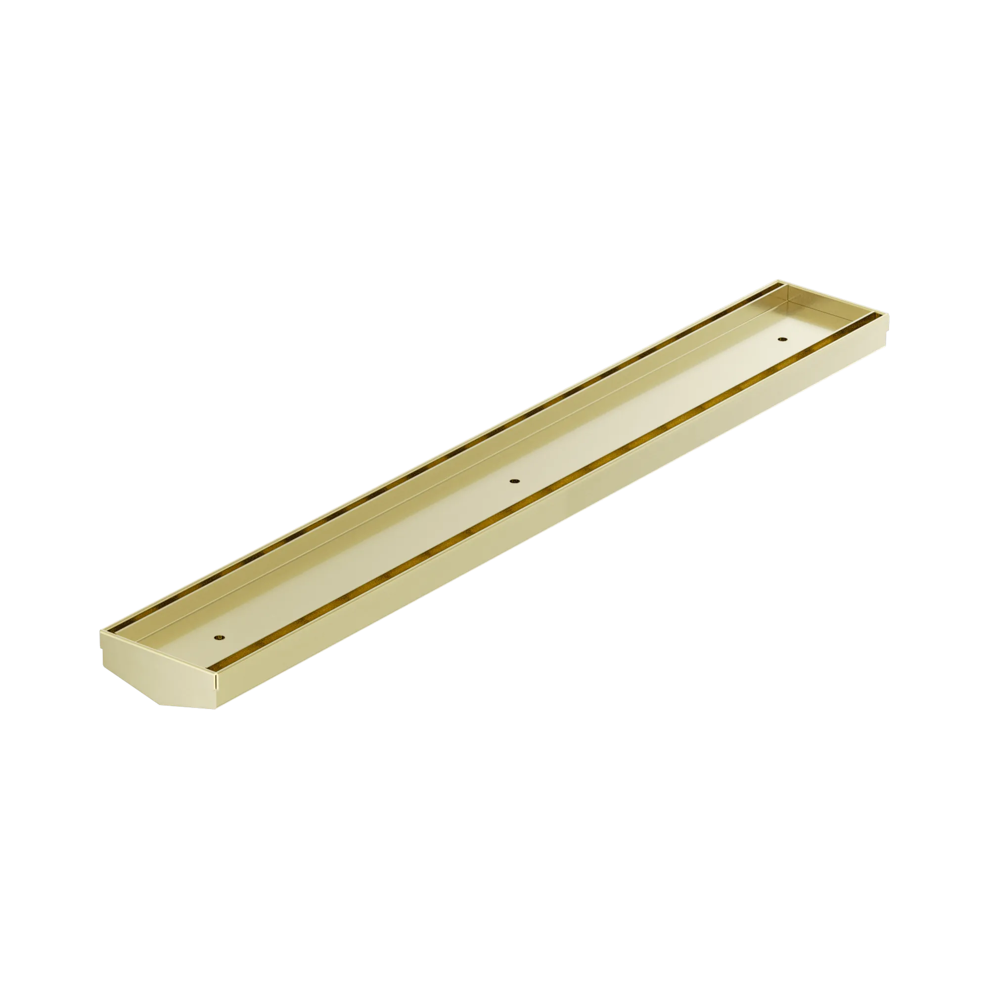 NRFG006 BG Tile Insert V Channel 600mm Floor Grate 50mm Outlet Without Outlet And Hole Saw Brushed Gold image 1