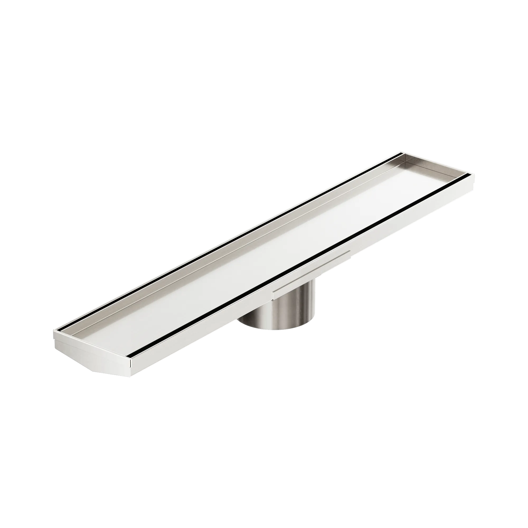 NRFG004 HSBN Tile Insert V Channel 600mm Floor Grate 89mm Outlet With Hole Saw Brushed Nickel image 1