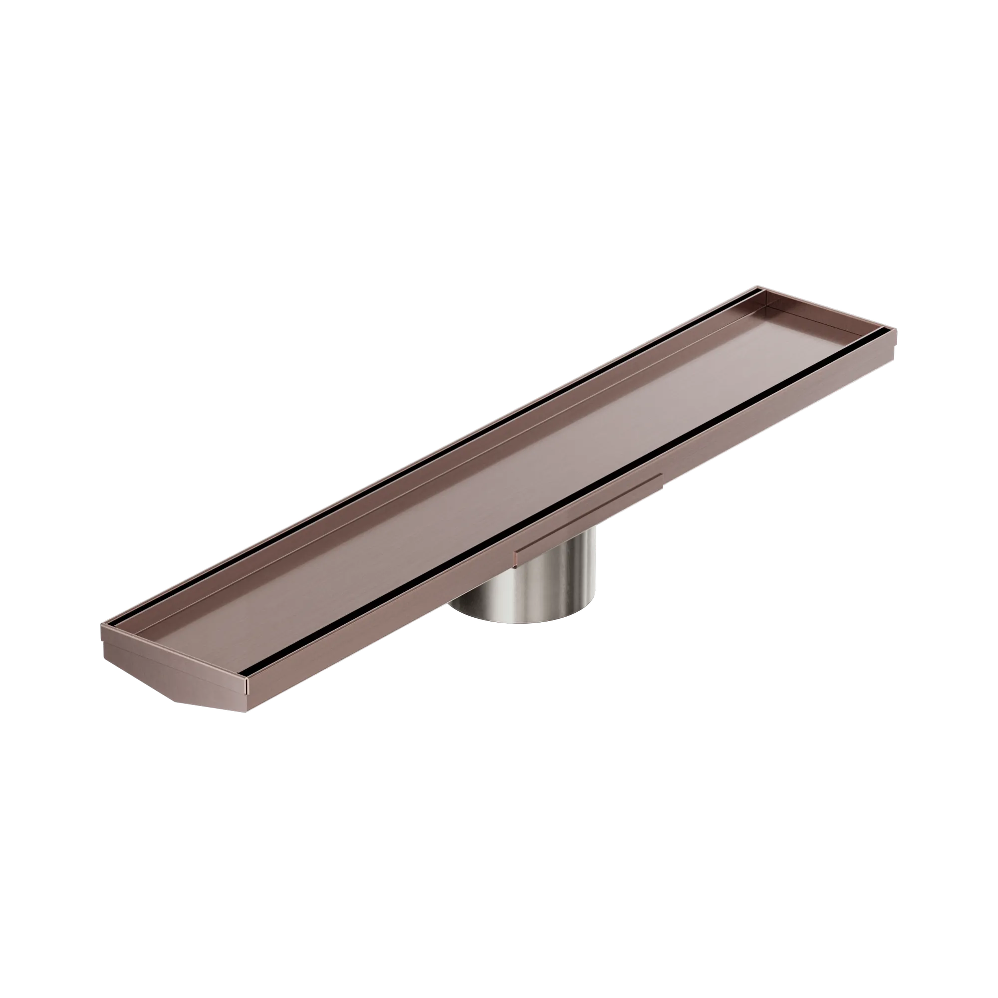 NRFG004 HSBZ Tile Insert V Channel 600mm Floor Grate 89mm Outlet With Hole Saw Brushed Bronze image 1