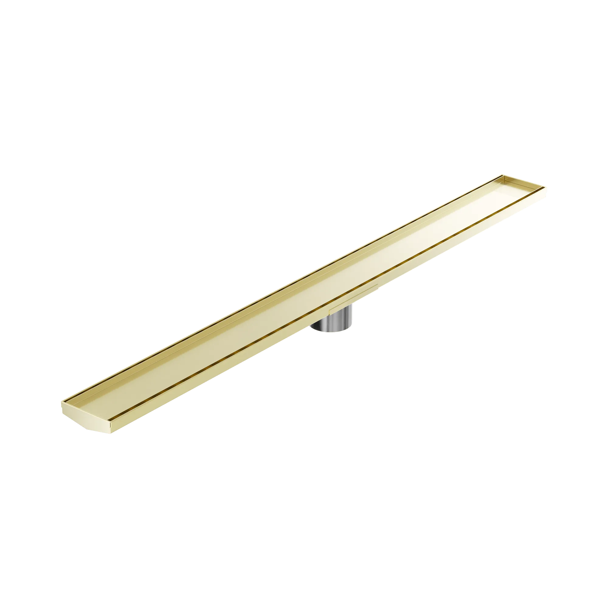 NRFG009 HSBG Tile Insert V Channel 1200mm Floor Grate 80mm Outlet With Hole Saw Brushed Gold image 1