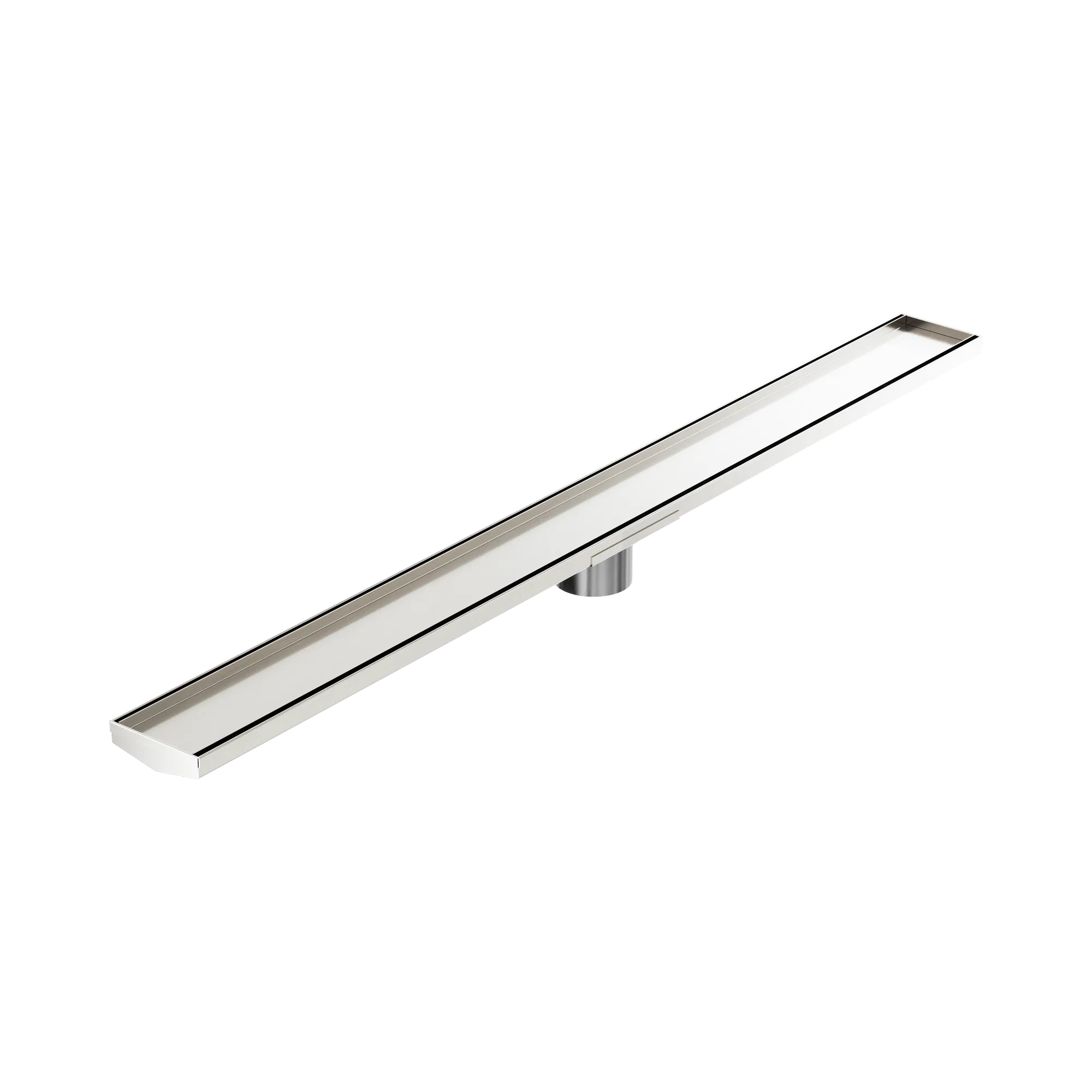 NRFG009 HSBN Tile Insert V Channel 1200mm Floor Grate 80mm Outlet With Hole Saw Brushed Nickel image 1