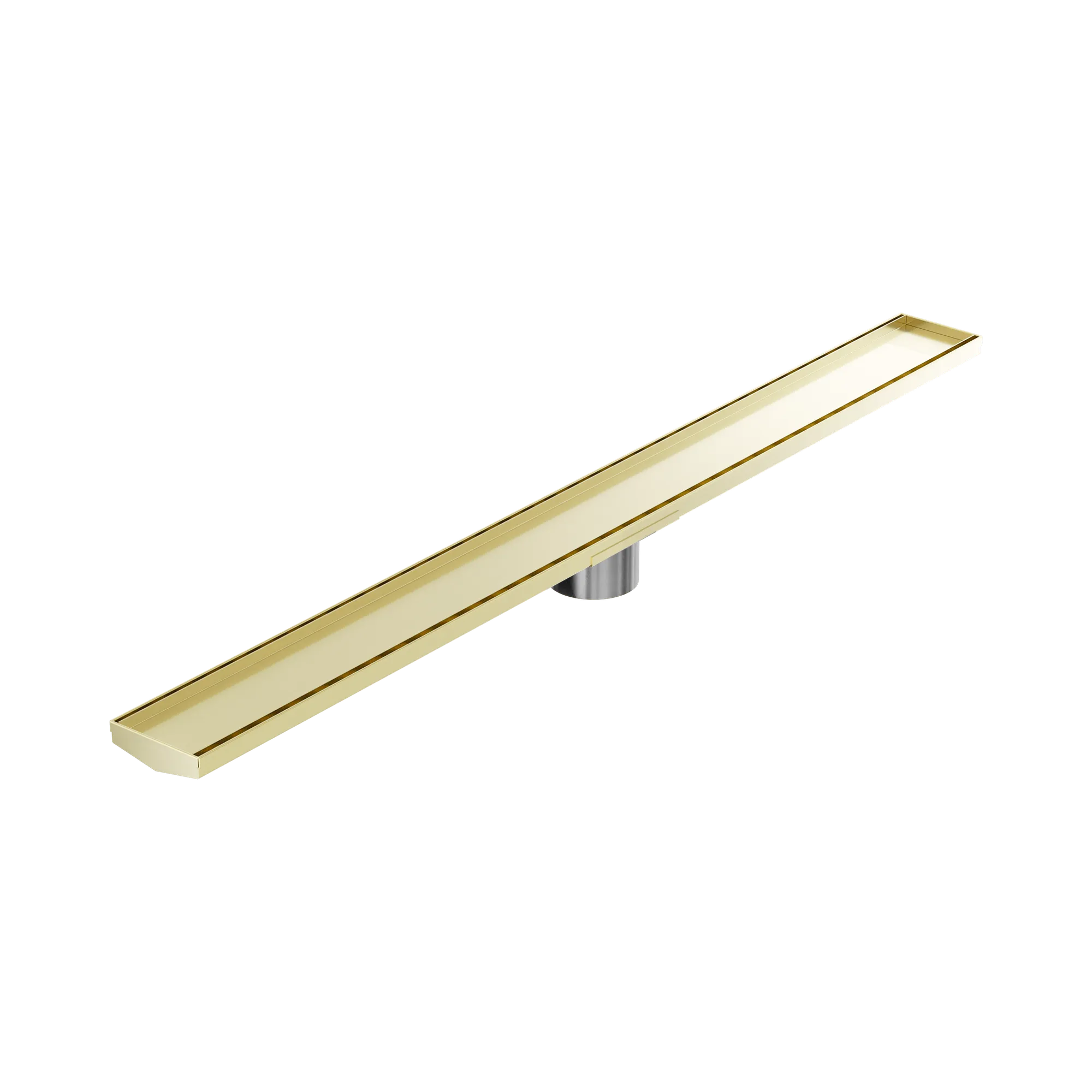 NRFG005 HSBG Tile Insert V Channel 1200mm Floor Grate 89mm Outlet With Hole Saw Brushed Gold image 1