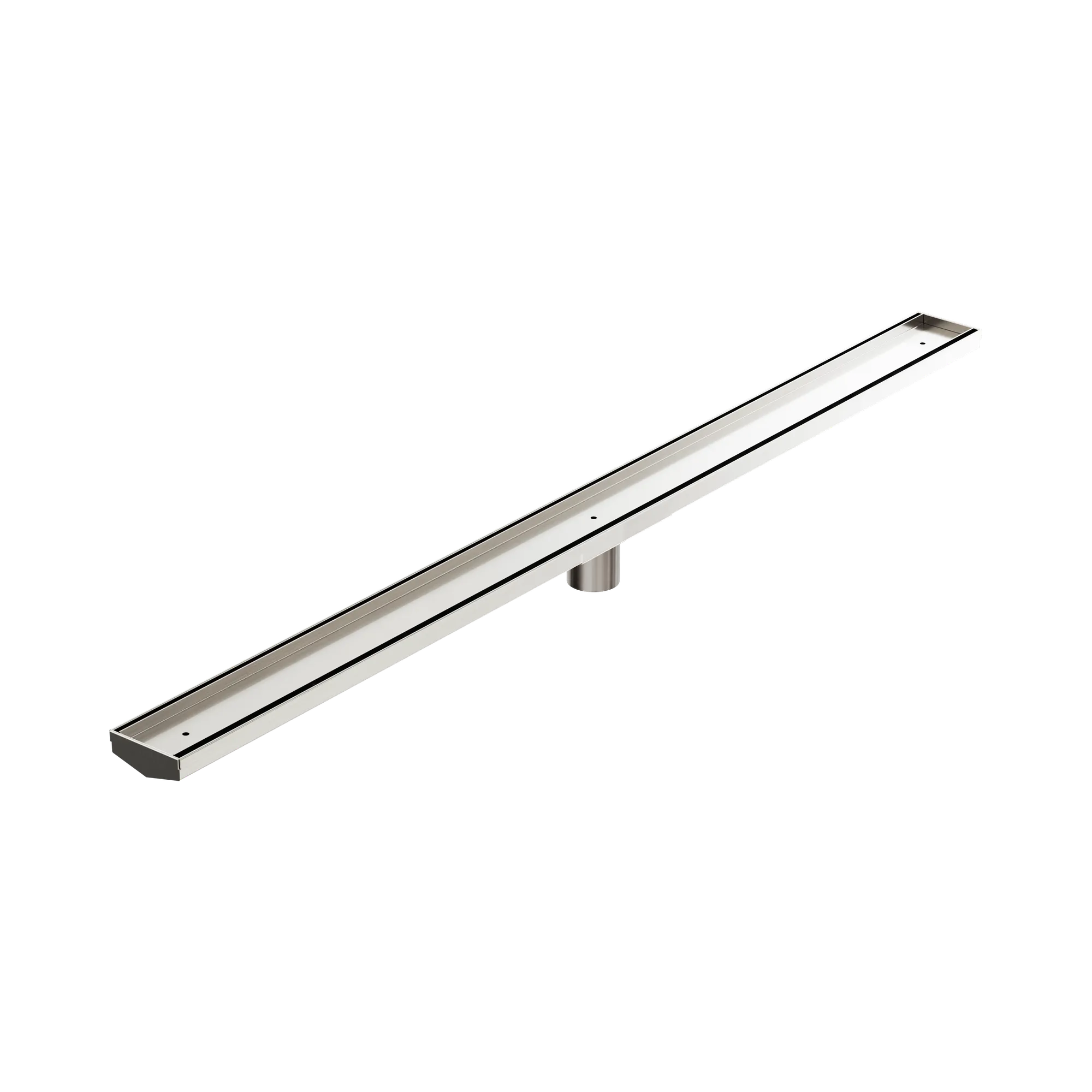 NRFG007 HSBN Tile Insert V Channel 1200mm Floor Grate 50mm Outlet With Hole Saw Brushed Nickel image 1