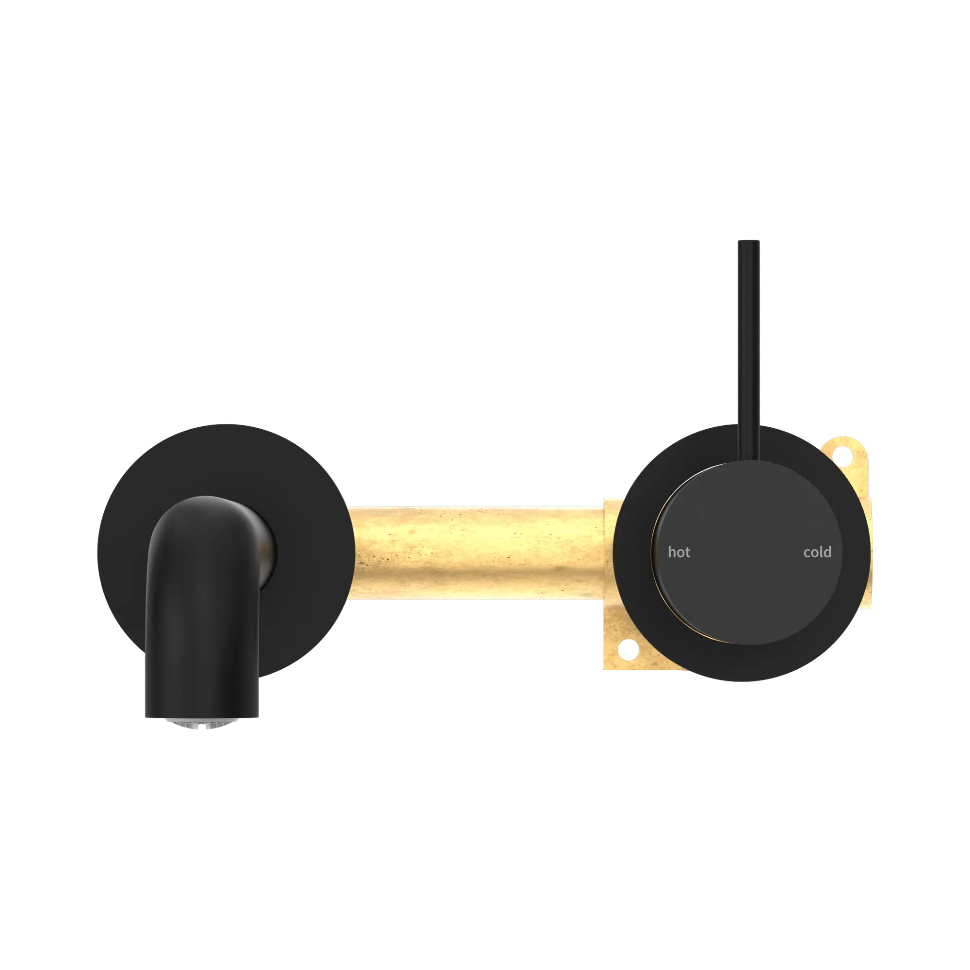 NR221907d185 MB Mecca Wall Basin Mixer Separate Back Plate Handle Up 185mm Spout Matte Black image 2