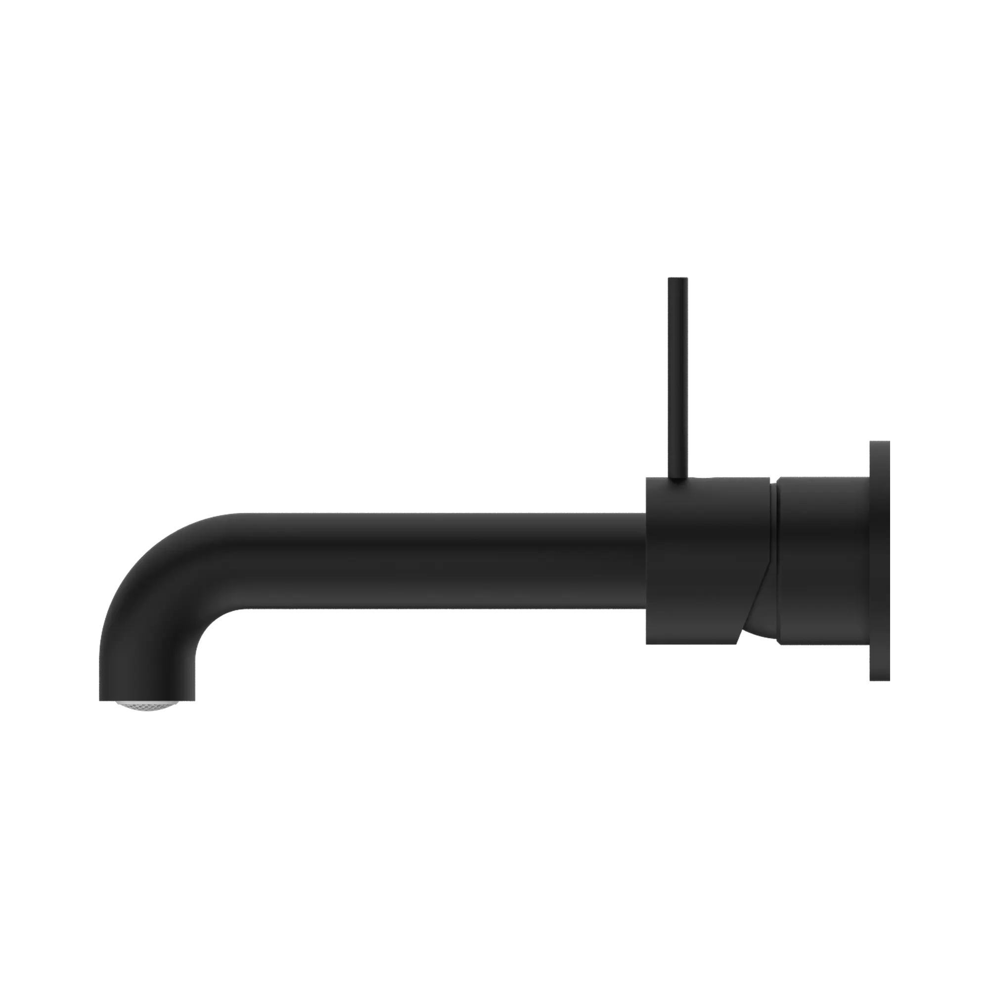 NR221907d185 MB Mecca Wall Basin Mixer Separate Back Plate Handle Up 185mm Spout Matte Black image 3
