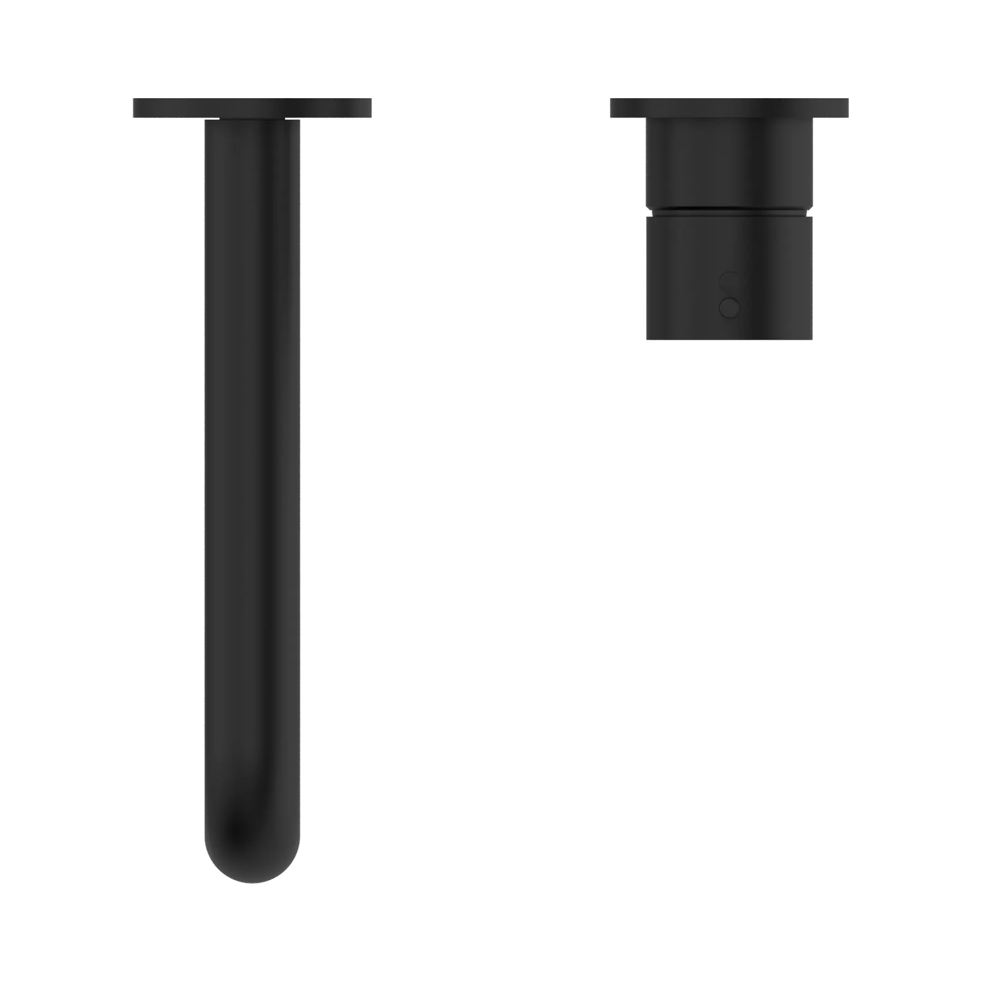 NR221907d185 MB Mecca Wall Basin Mixer Separate Back Plate Handle Up 185mm Spout Matte Black image 4