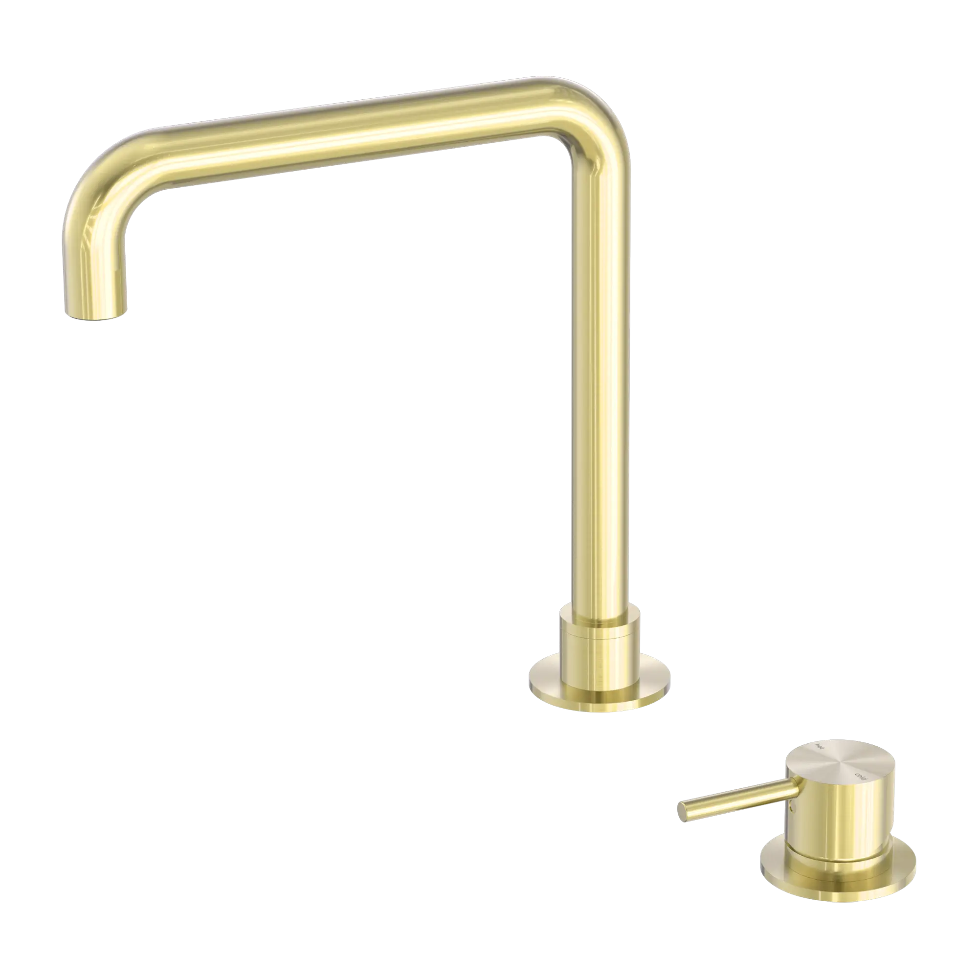 NR221901c BG Mecca Hob Basin Mixer Square Swivel Spout Brushed Gold image 1