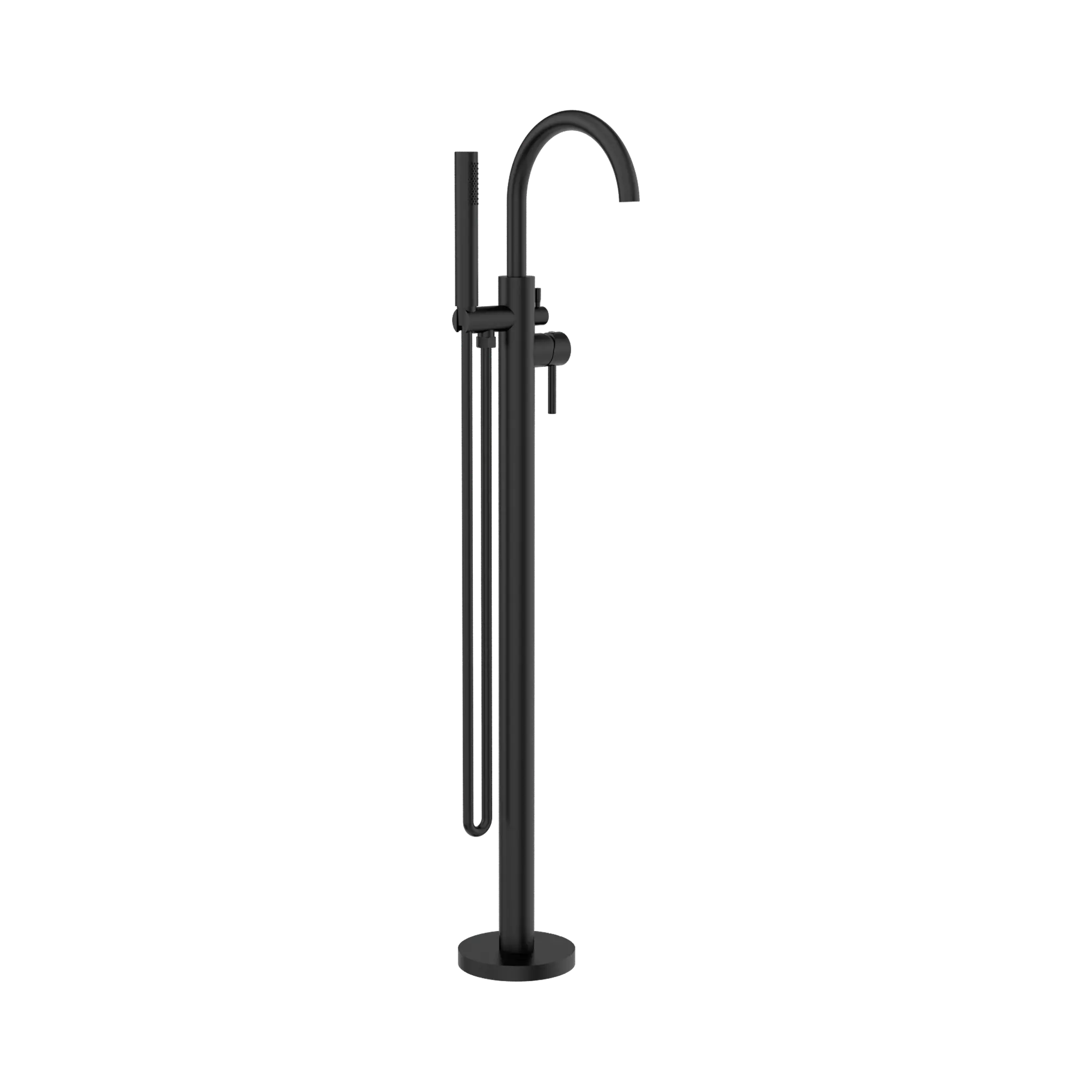 NR210903a MB Mecca Round Freestanding Mixer With Hand Shower Matte Black image 1
