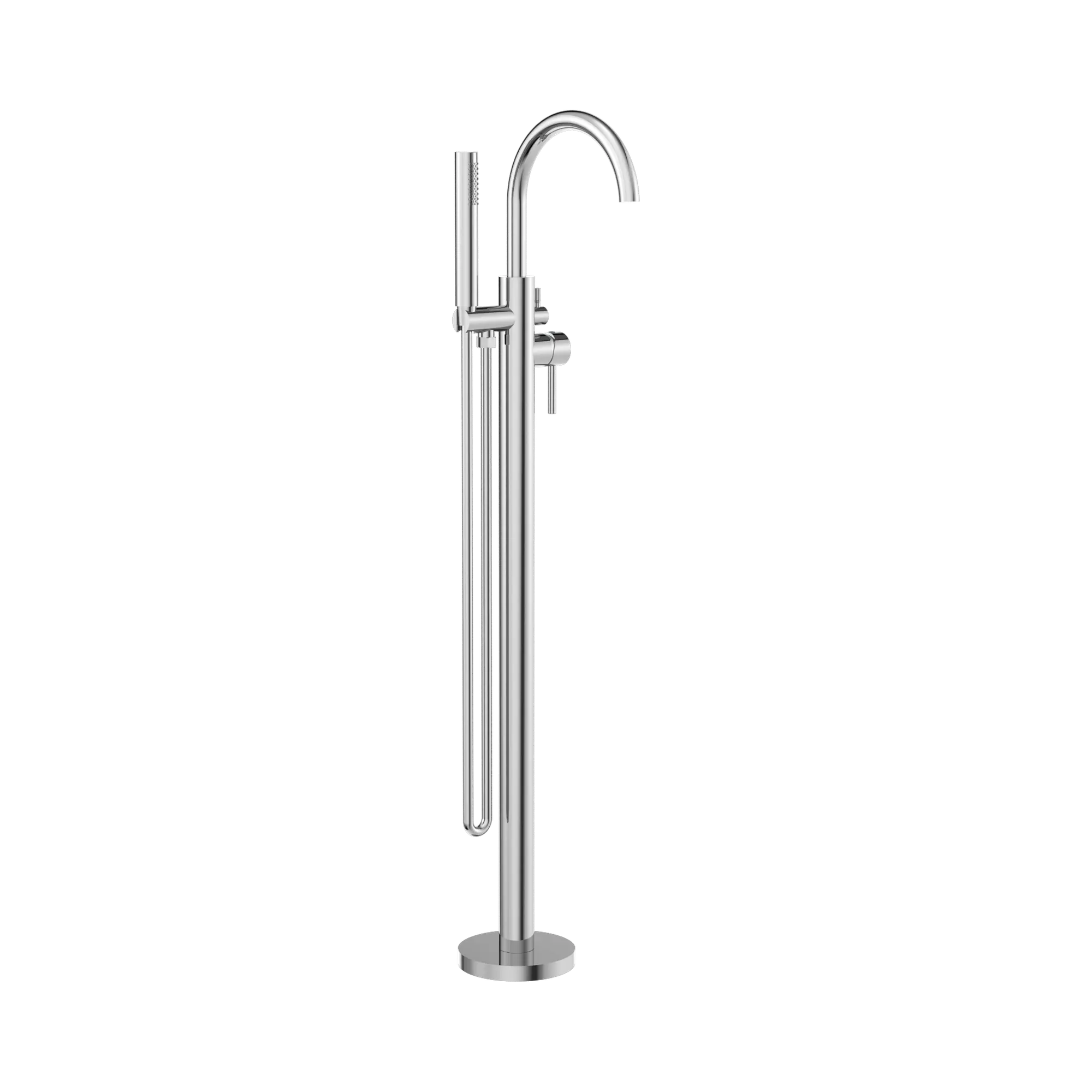 NR210903a CH Mecca Round Freestanding Mixer With Hand Shower Chrome image 1