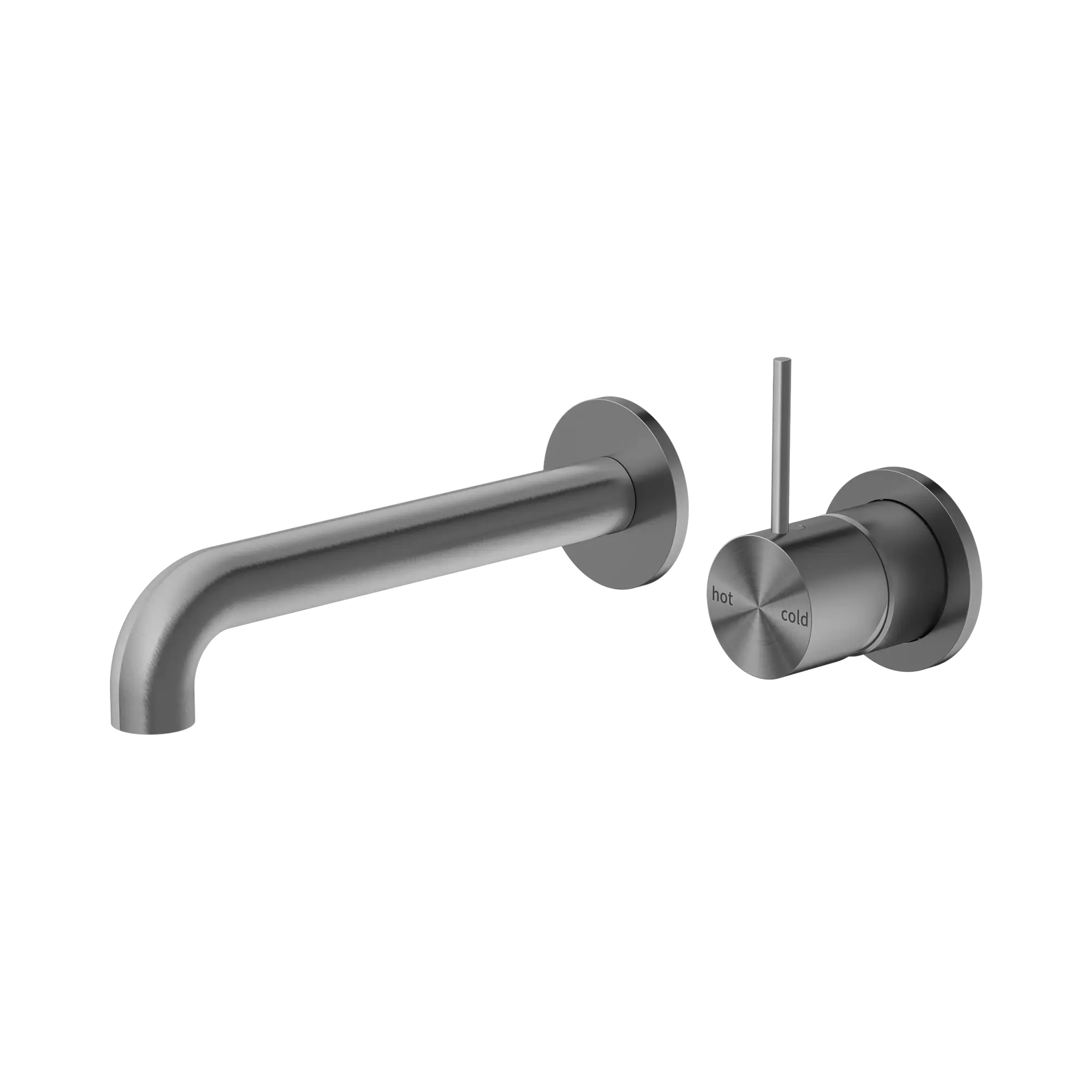 NR221907d230 GM Mecca Wall Basin Mixer Separate Back Plate Handle Up 230mm Spout Gun Metal image 1