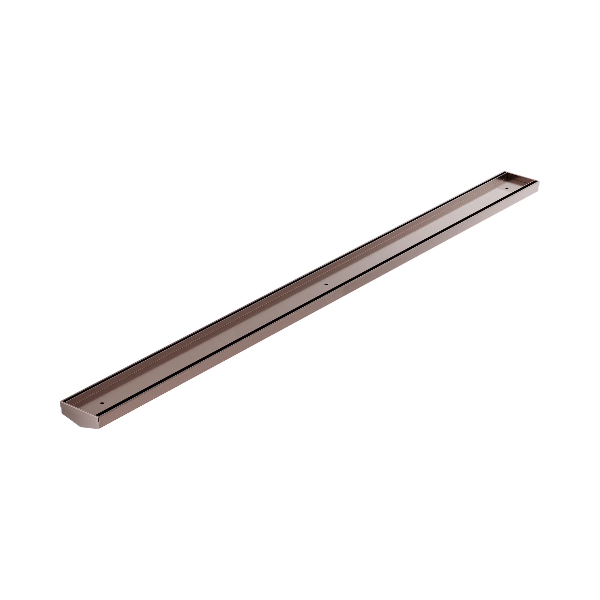 NRFG007 BZ Tile Insert V Channel 1200mm Floor Grate 50mm Outlet Without Outlet And Hole Saw Brushed Bronze image 1